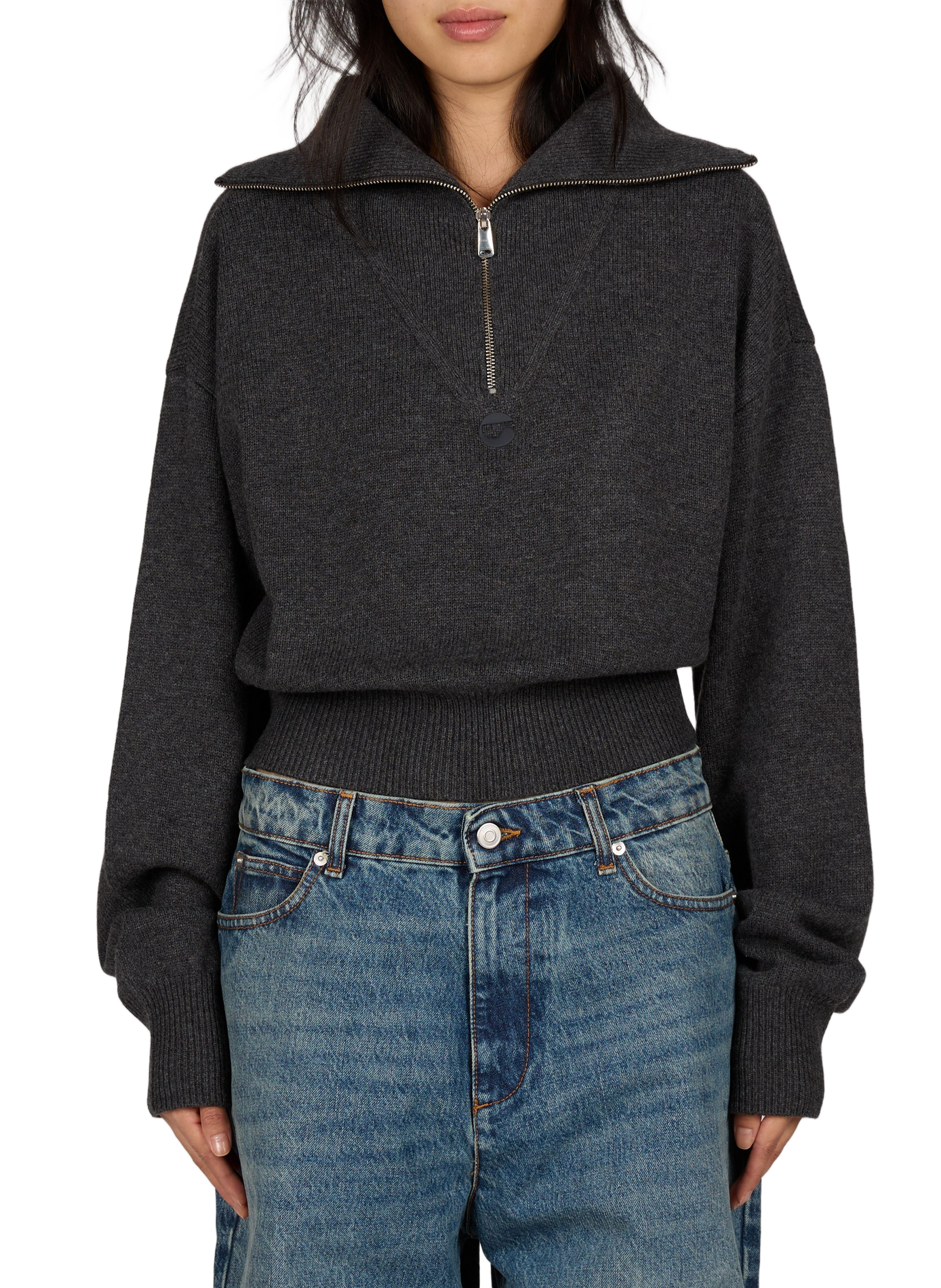 High-neck zip-up wool blend sweater COPERNI Grey
