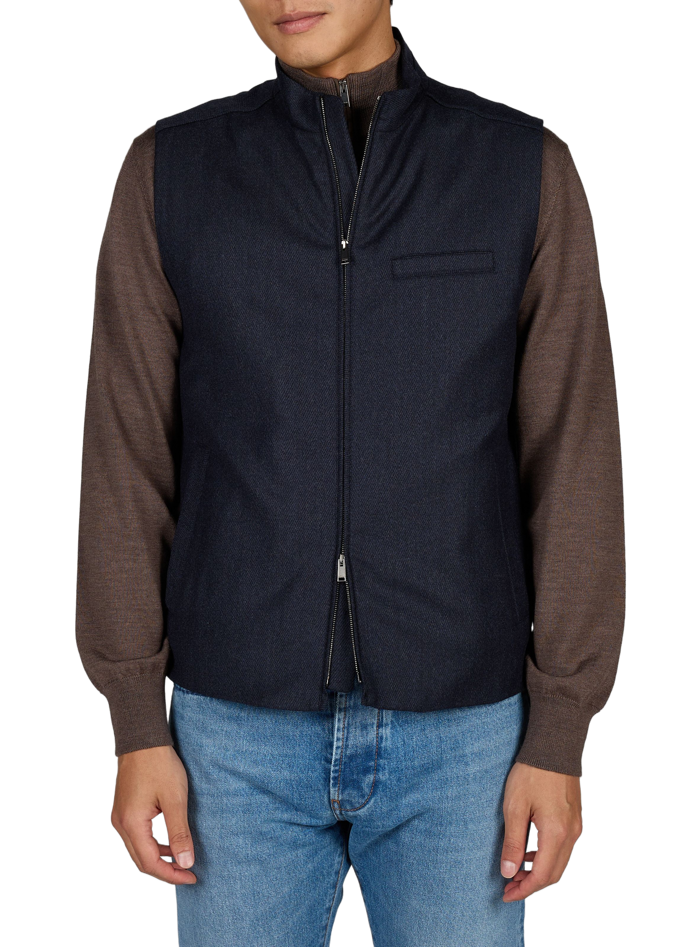 Gerade geschnittene ärmellose Wolljacke ETON Blau
