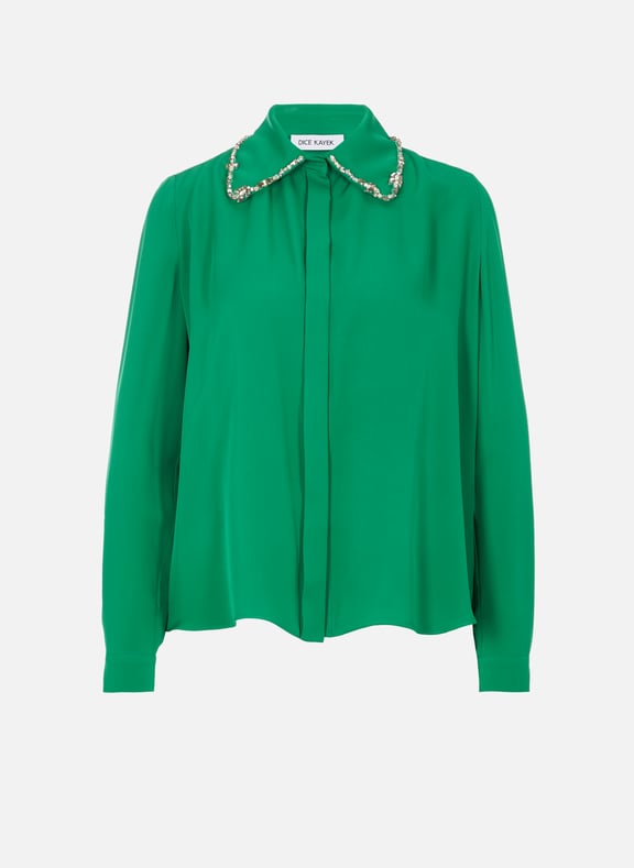 Chemise en soie avec détail cristaux sur col DICE KAYEK Chemise en soie avec détail cristaux sur col DICE KAYEK