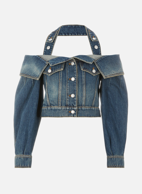Jeansjacke mit tiefem Ausschnitt BlauALEXANDER MCQUEEN 