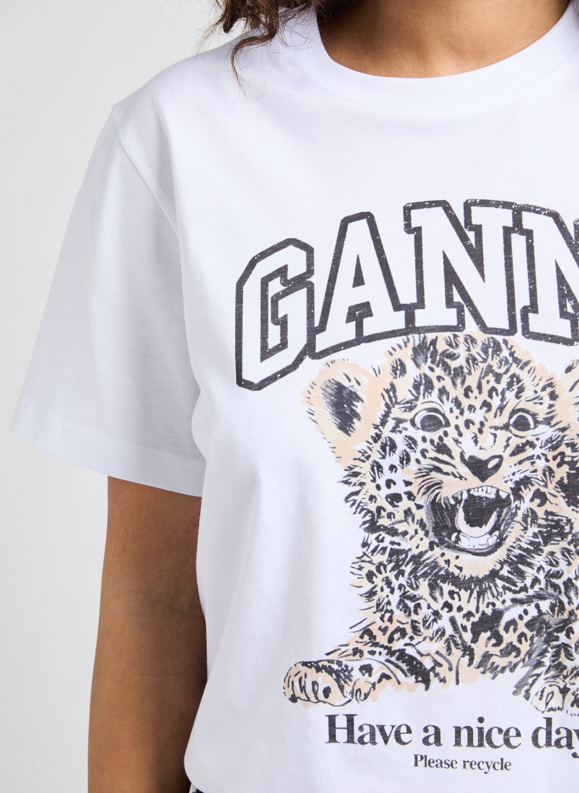 T-shirt Basic Jersey Leopard GANNI Multicolour