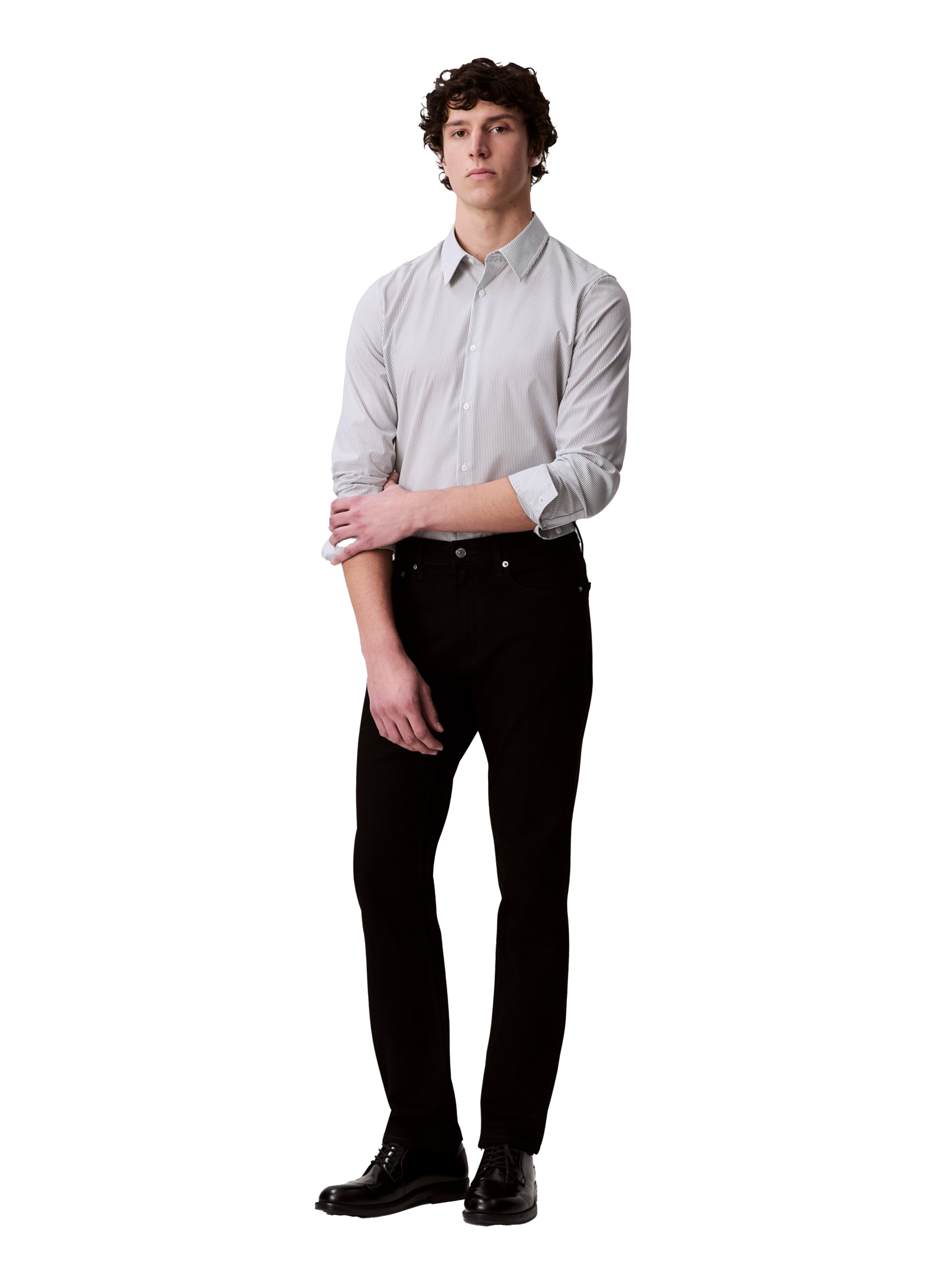 Chemise slim à rayures en coton CALVIN KLEIN Blanc