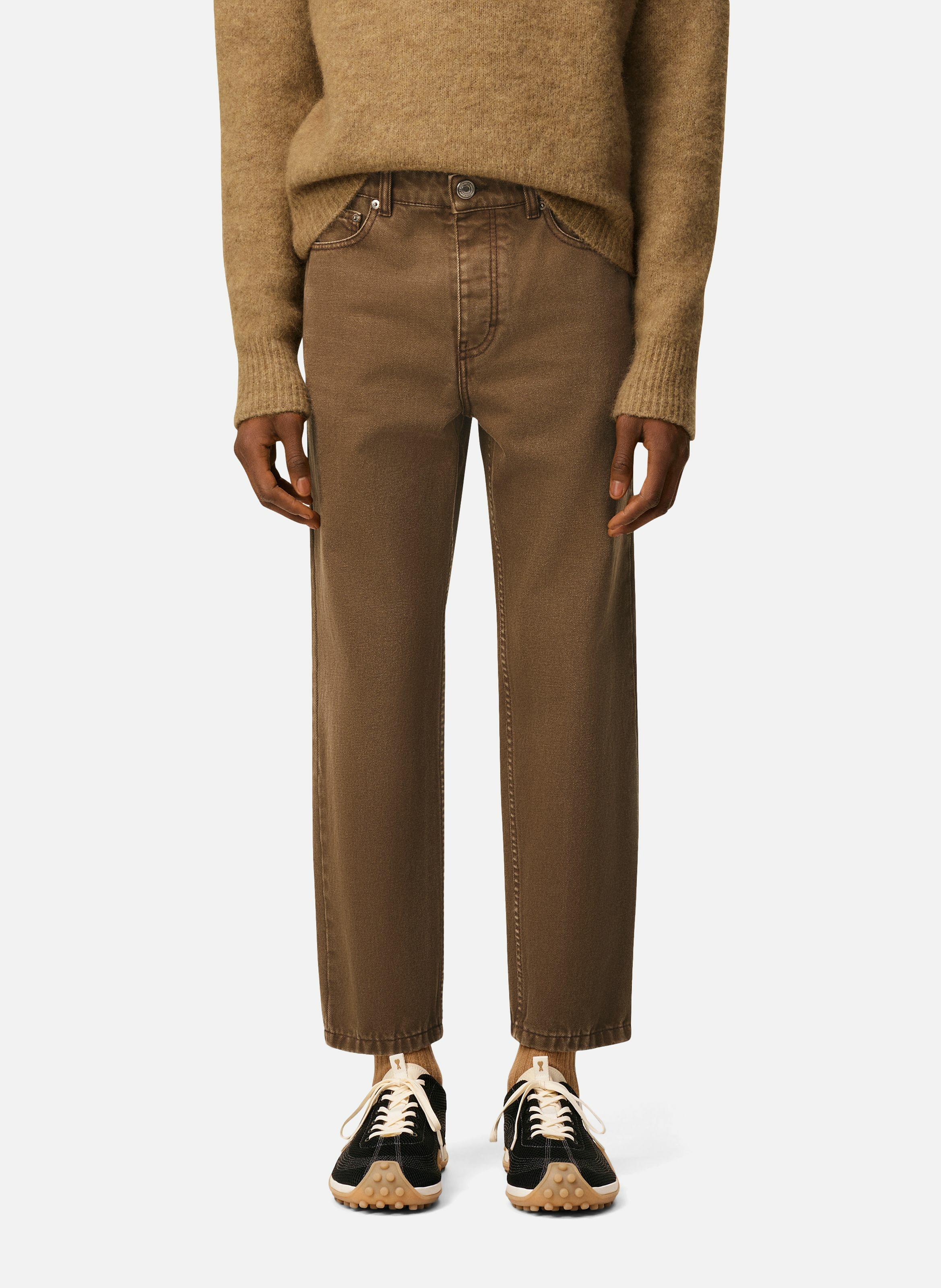 Jean coupe fuselé en coton AMI PARIS Marron