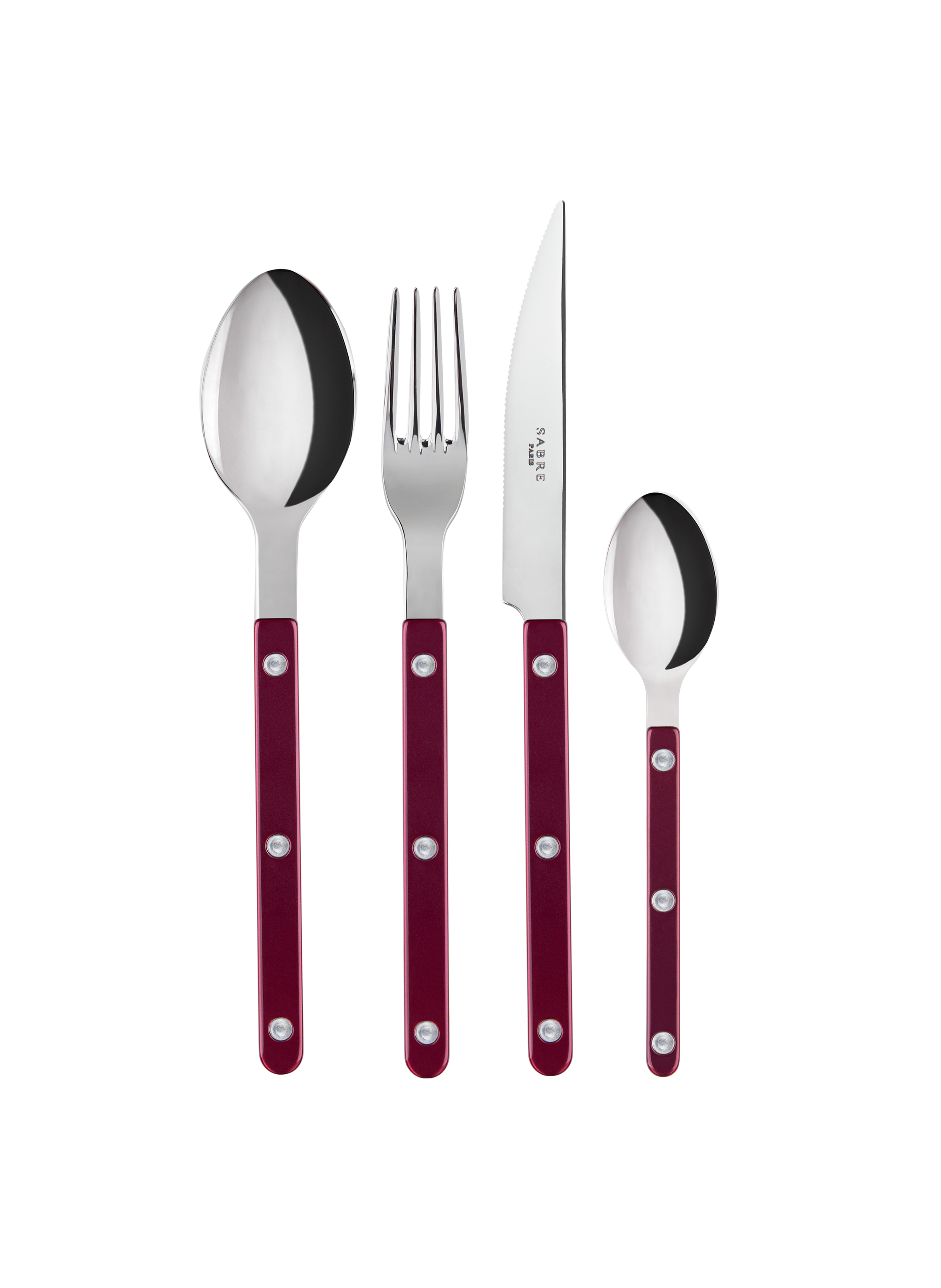Set de 4 couverts de table, bistrot pearly  Aubergine