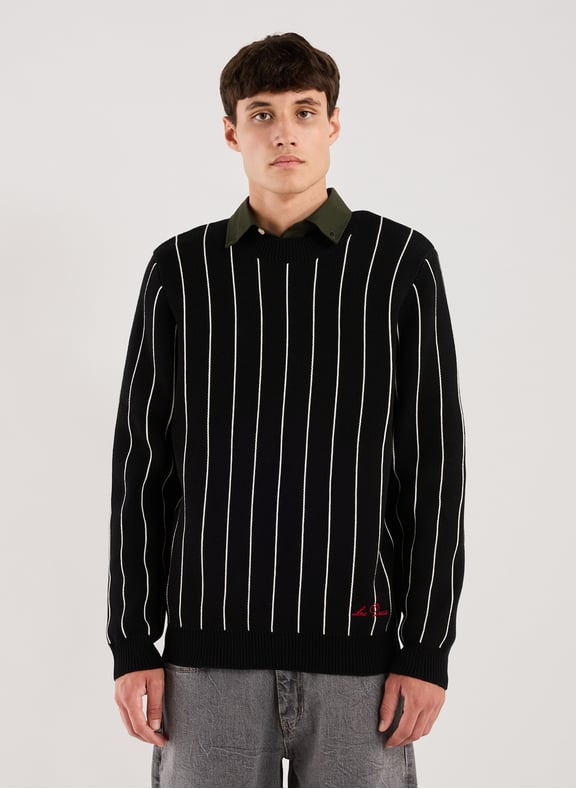 Striped cotton jumper Black by LES DEUX LES DEUX Striped cotton jumper Black