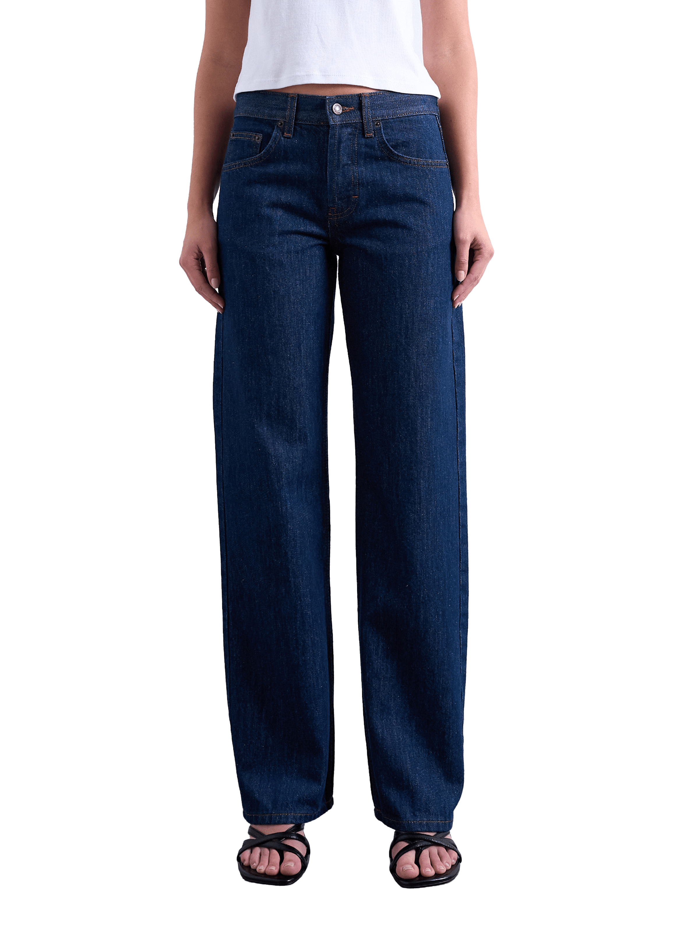 Straight-cut cotton jeans TOPSHOP Blue