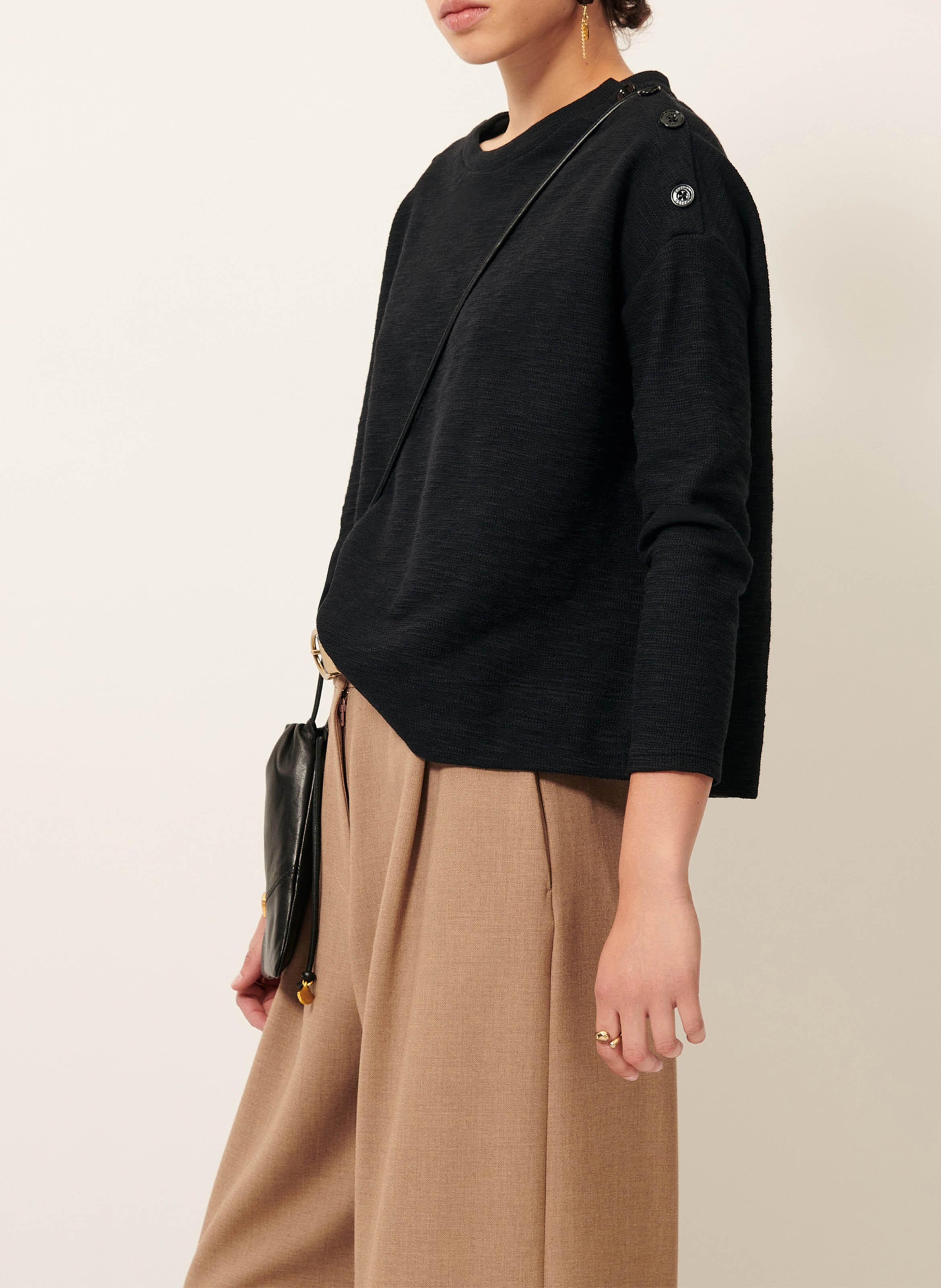 Pull col rond en coton mélangé austin SESSUN Noir