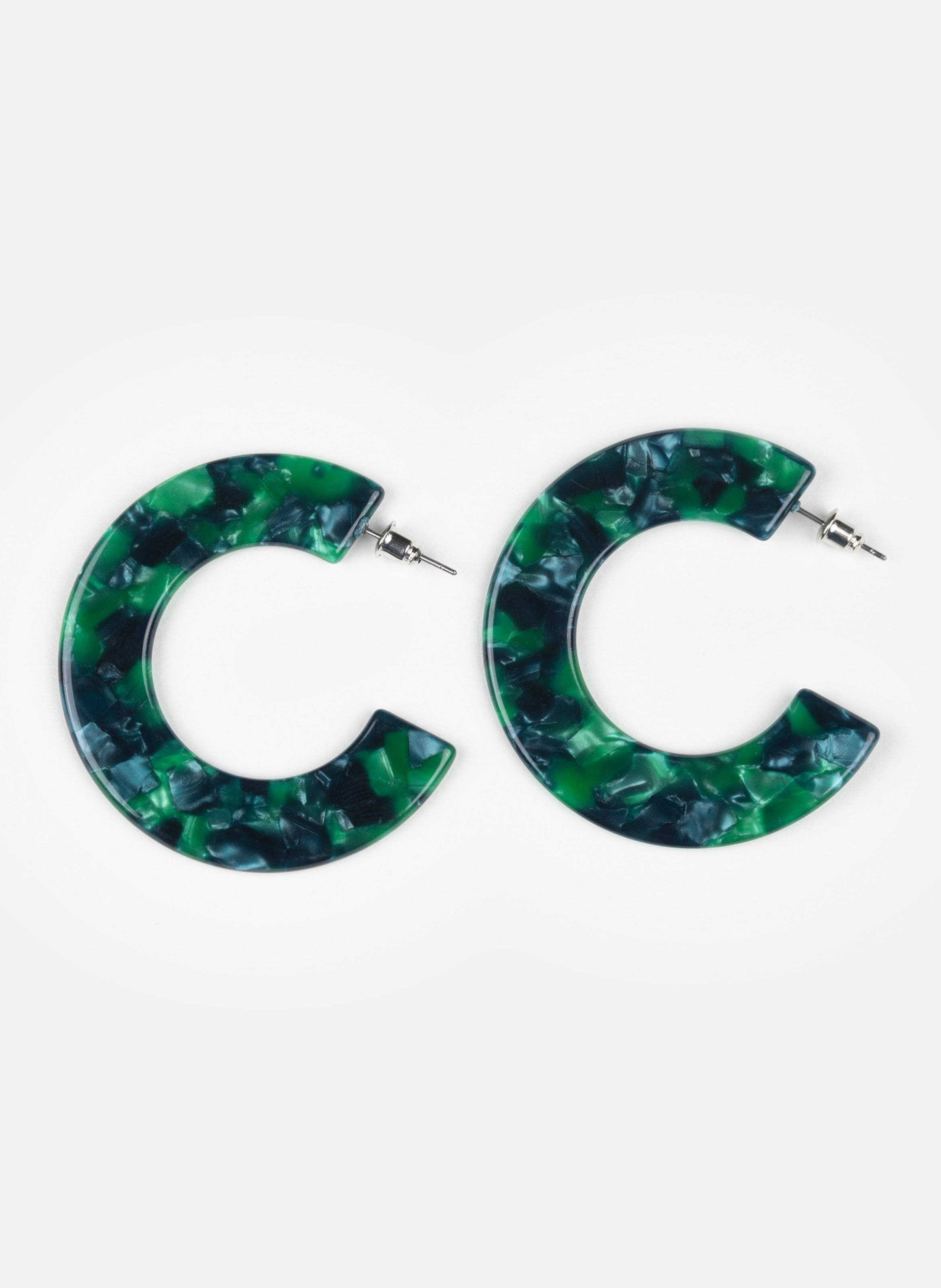 Boucles d'oreilles ginza en acétate de cellulose KURAGE GINZA Vert