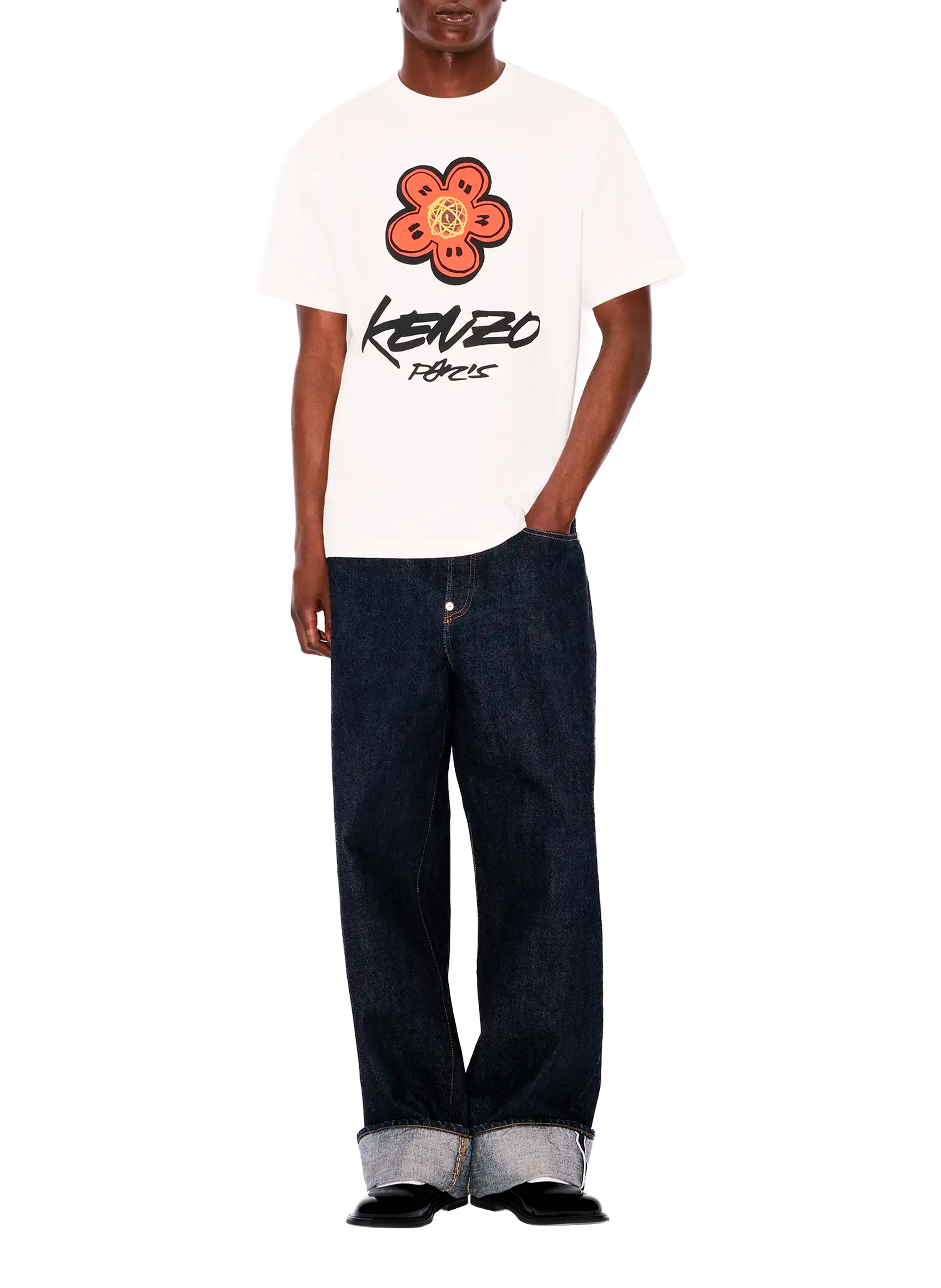 Biker-style cotton t-shirt KENZO White