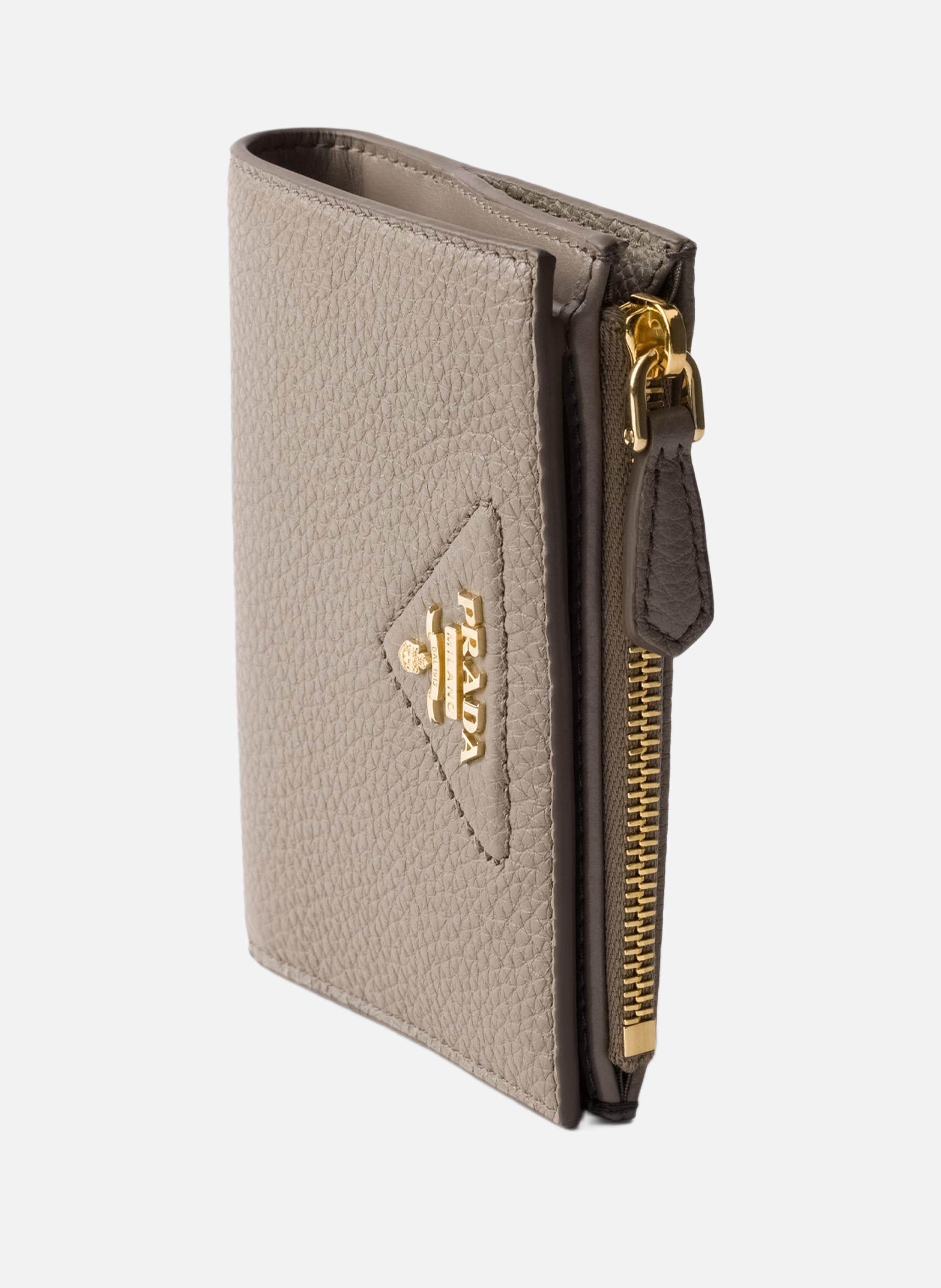 Petit portefeuille en cuir PRADA Gris