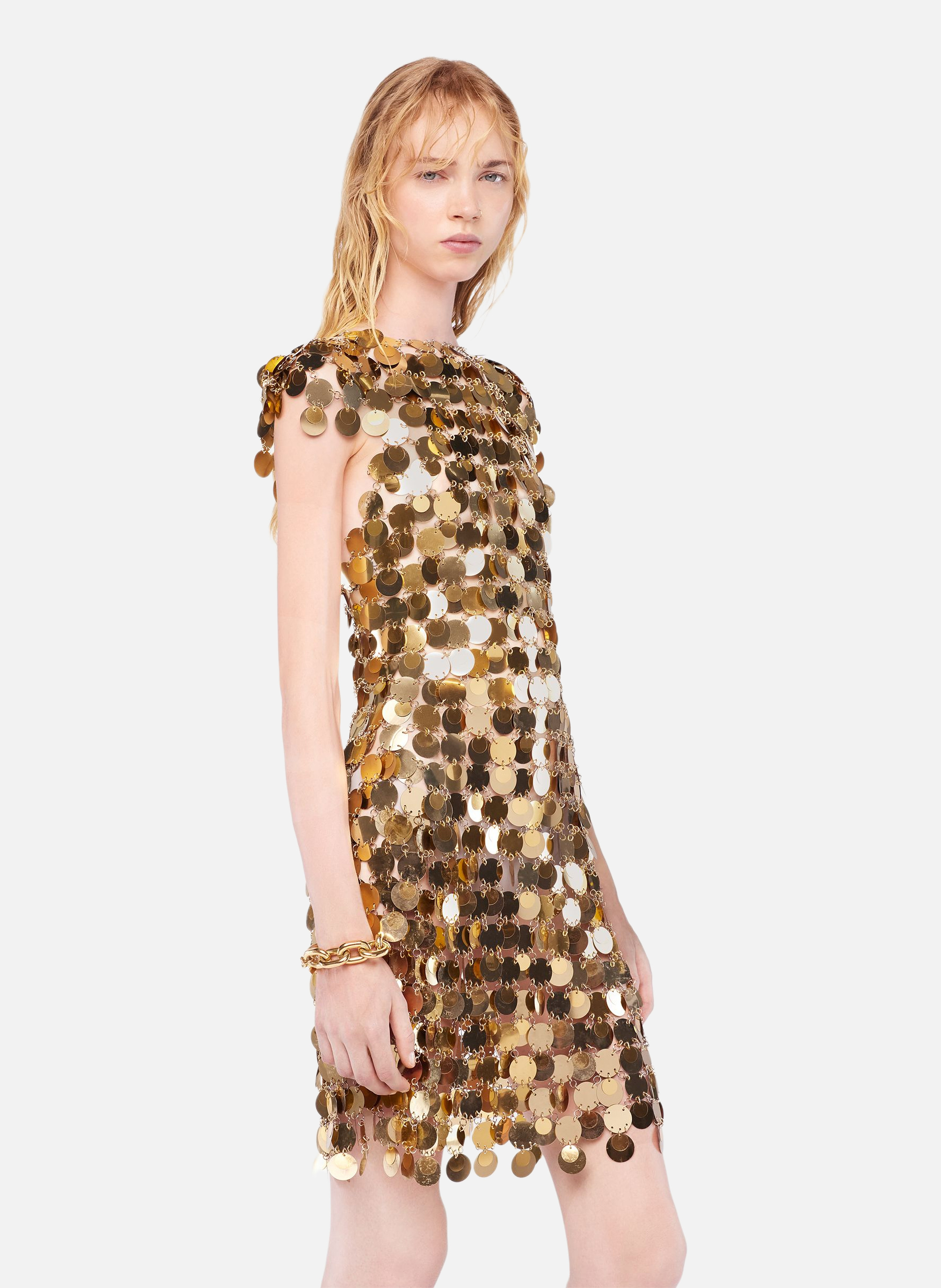 Mini robe en pastilles sparkle RABANNE Doré
