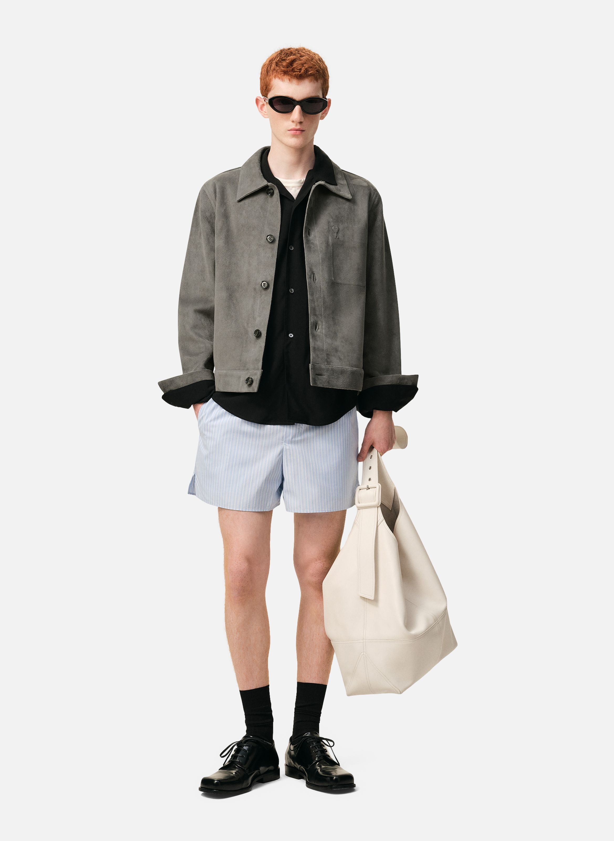 Veste boutonnée ami de coeur en cuir Gris