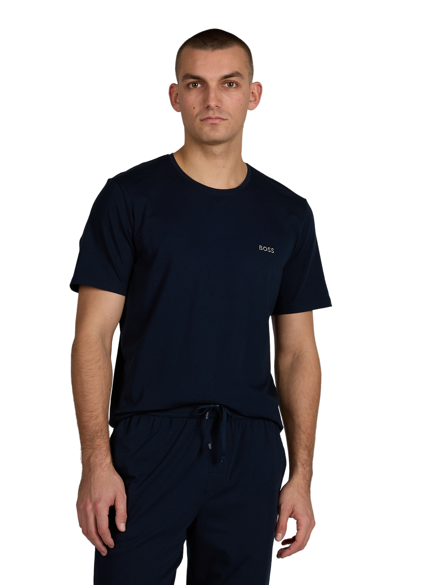 Plain round neck t-shirt in blended cotton BOSS Blue