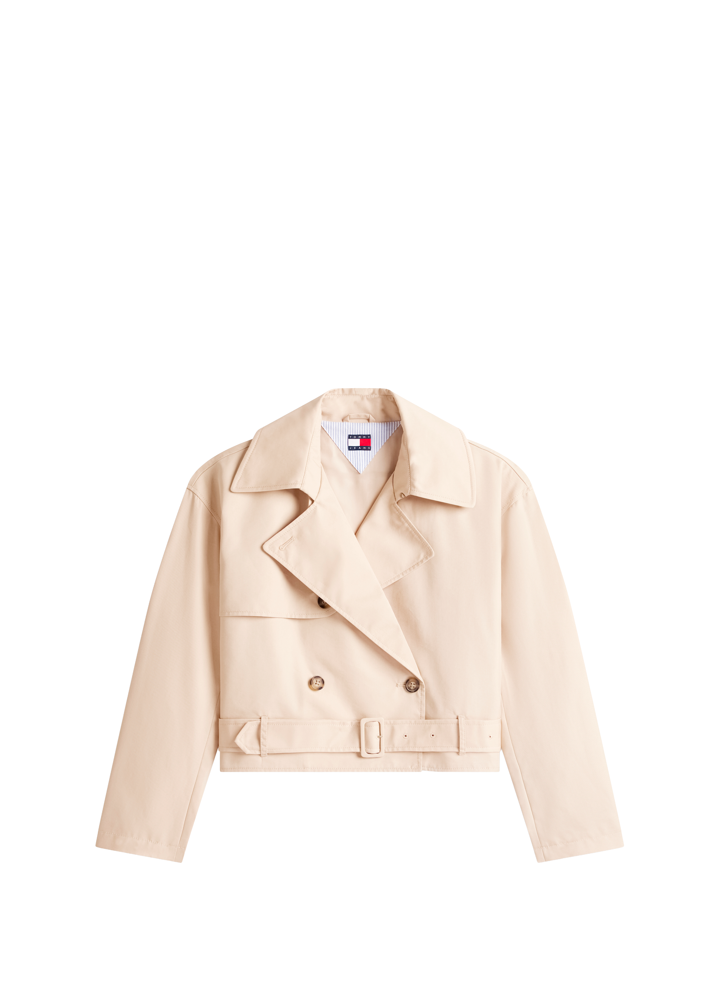 Gabardina corta casual repelente al agua de mezcla de algodón. TOMMY HILFIGER Beige