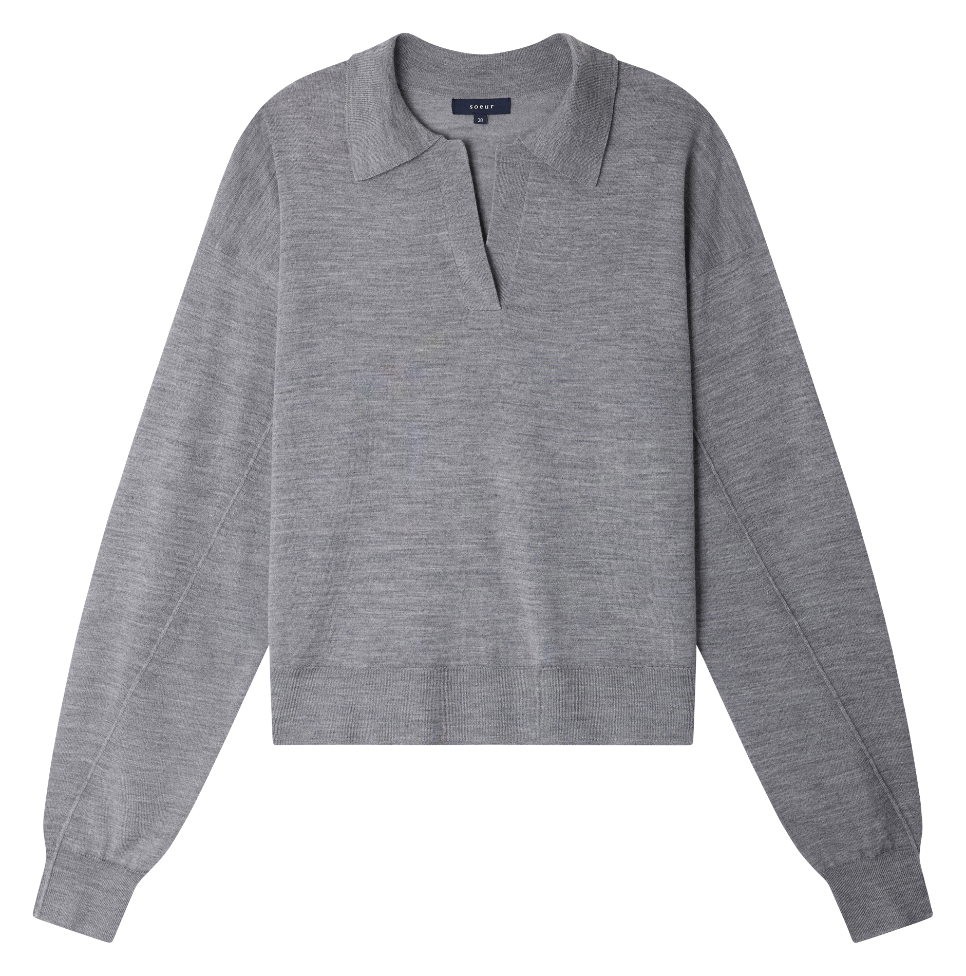 Pull col polo en laine Fleming SOEUR Gris