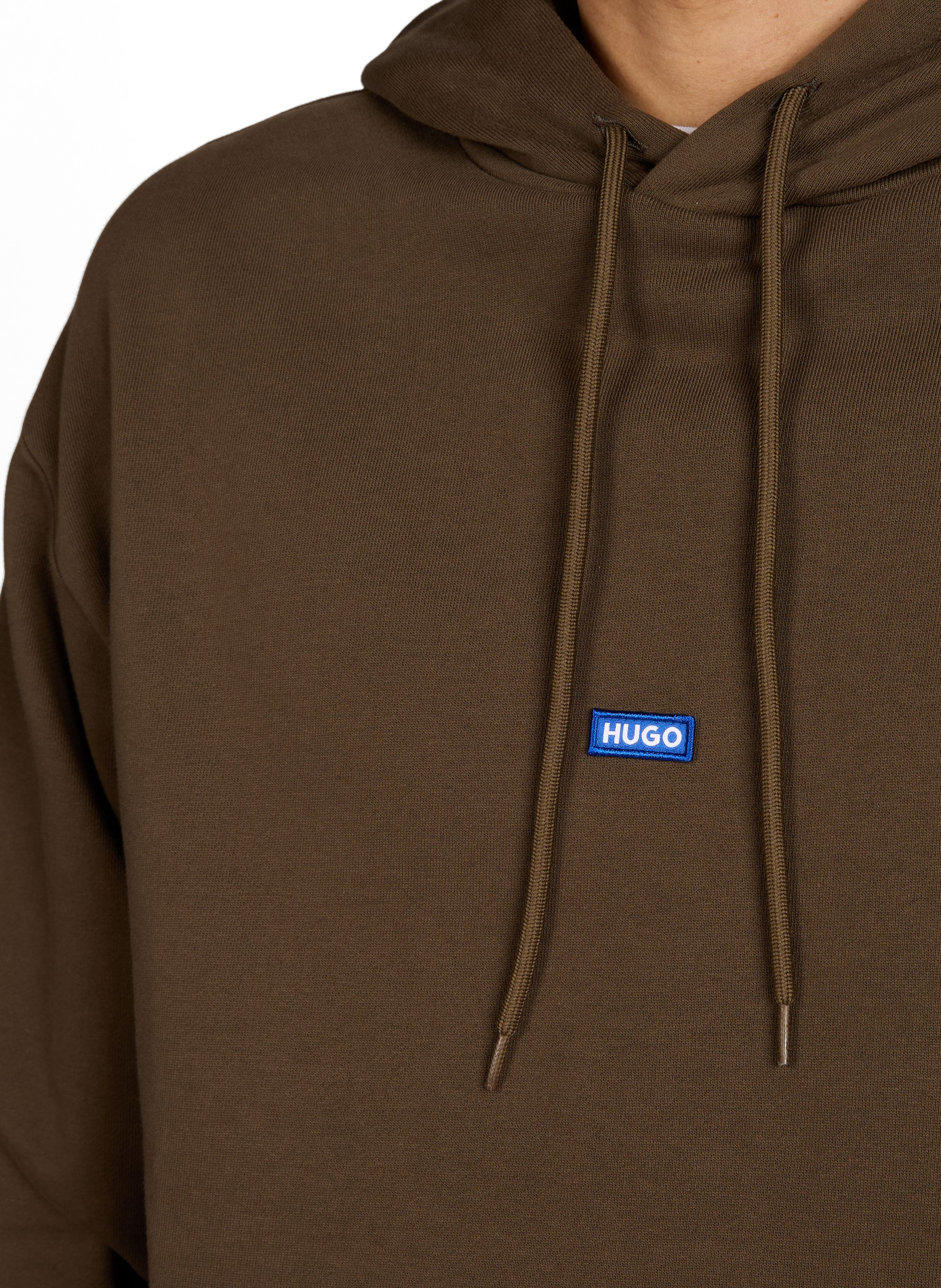 Oversized cotton hoodie HUGO BLUE Brown