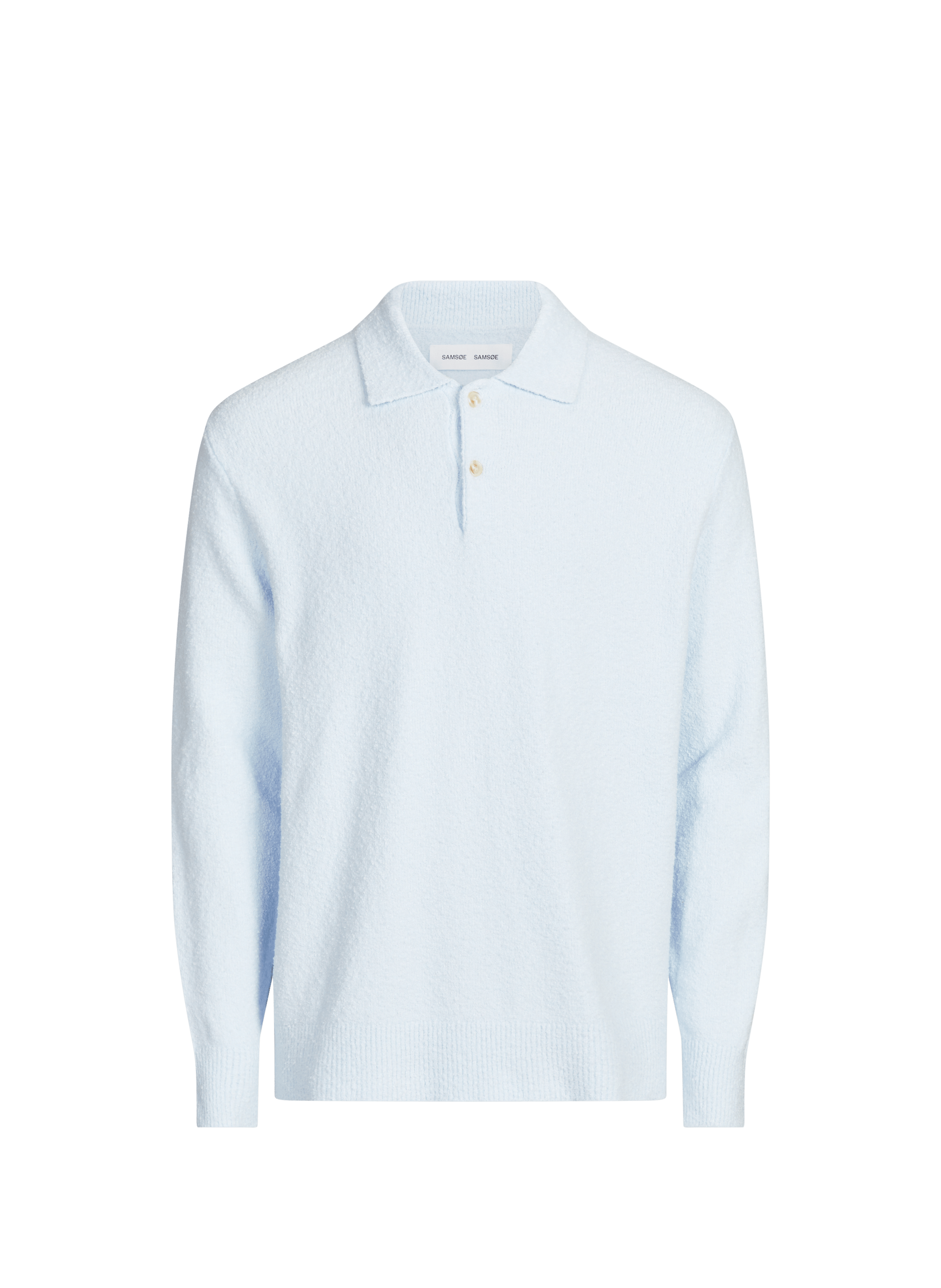 Pull à col polo en coton et laine mélangés SAMSOE SAMSOE Bleu