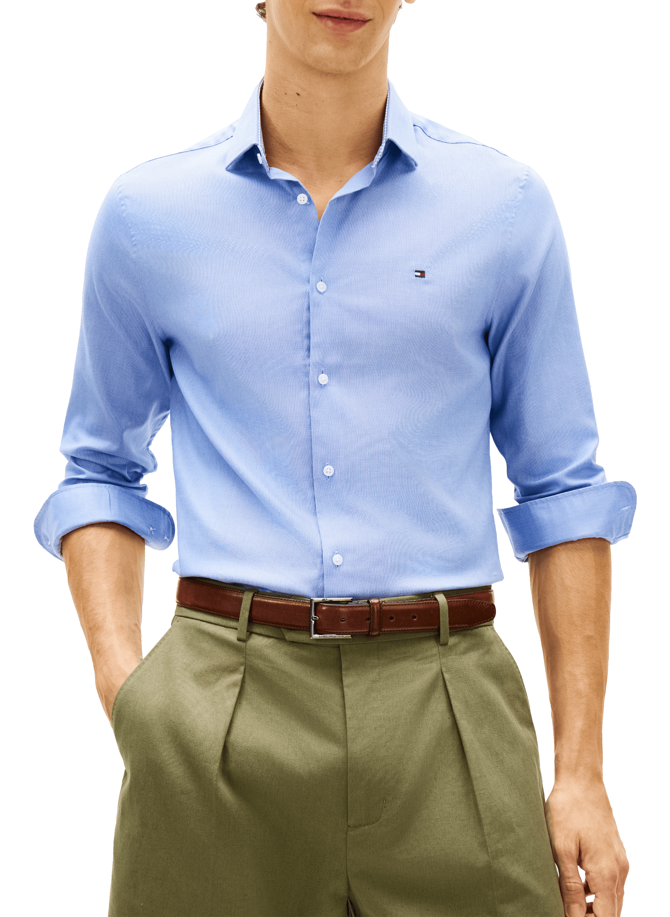 Straight cotton blend Shirt TOMMY HILFIGER Blue