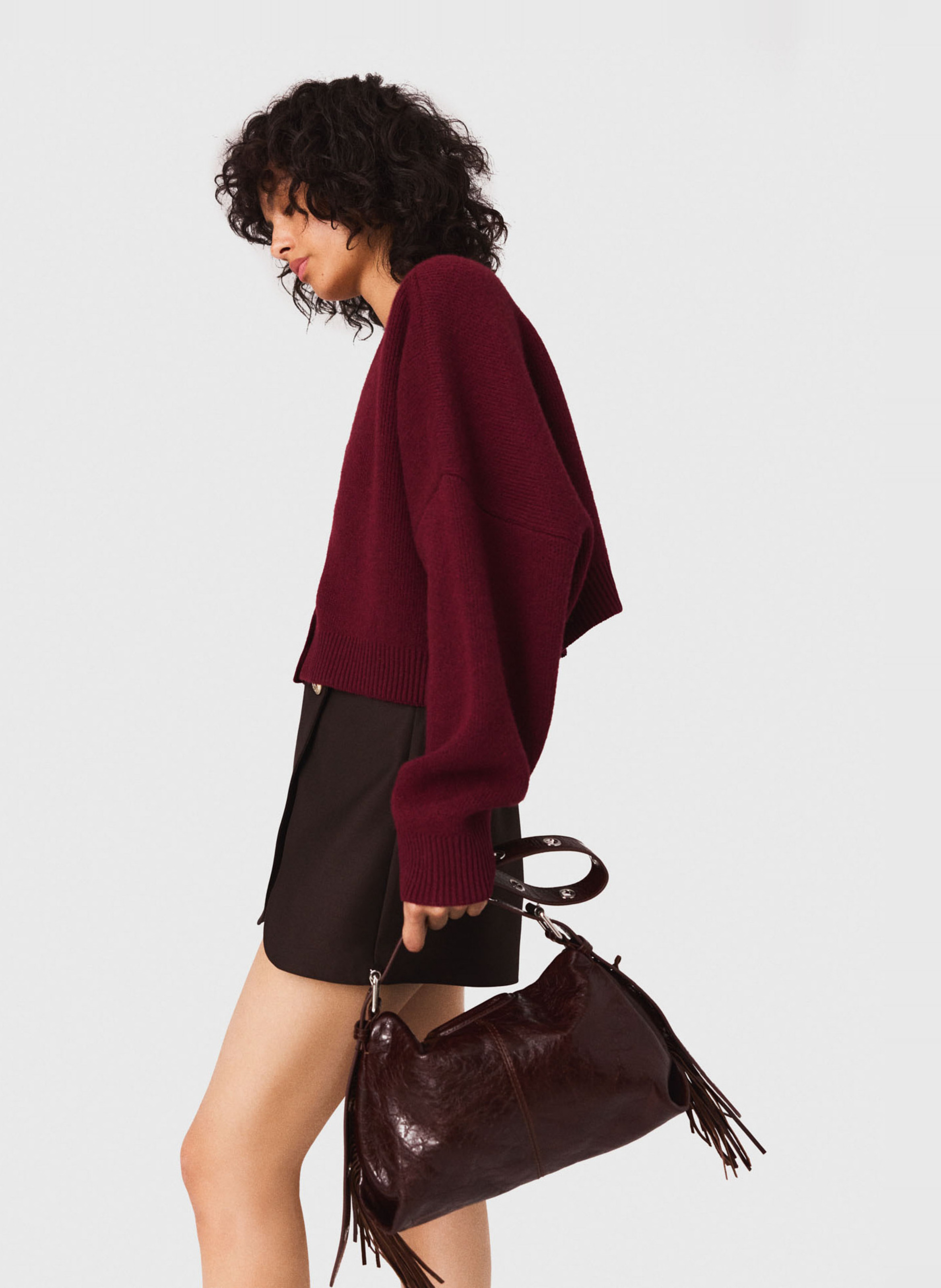 Mini jupe short MAJE Marron