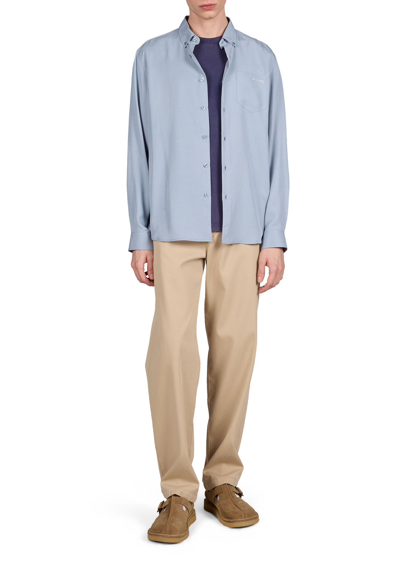 Embroidered straight Tombelle shirt MAISON LABICHE Blue