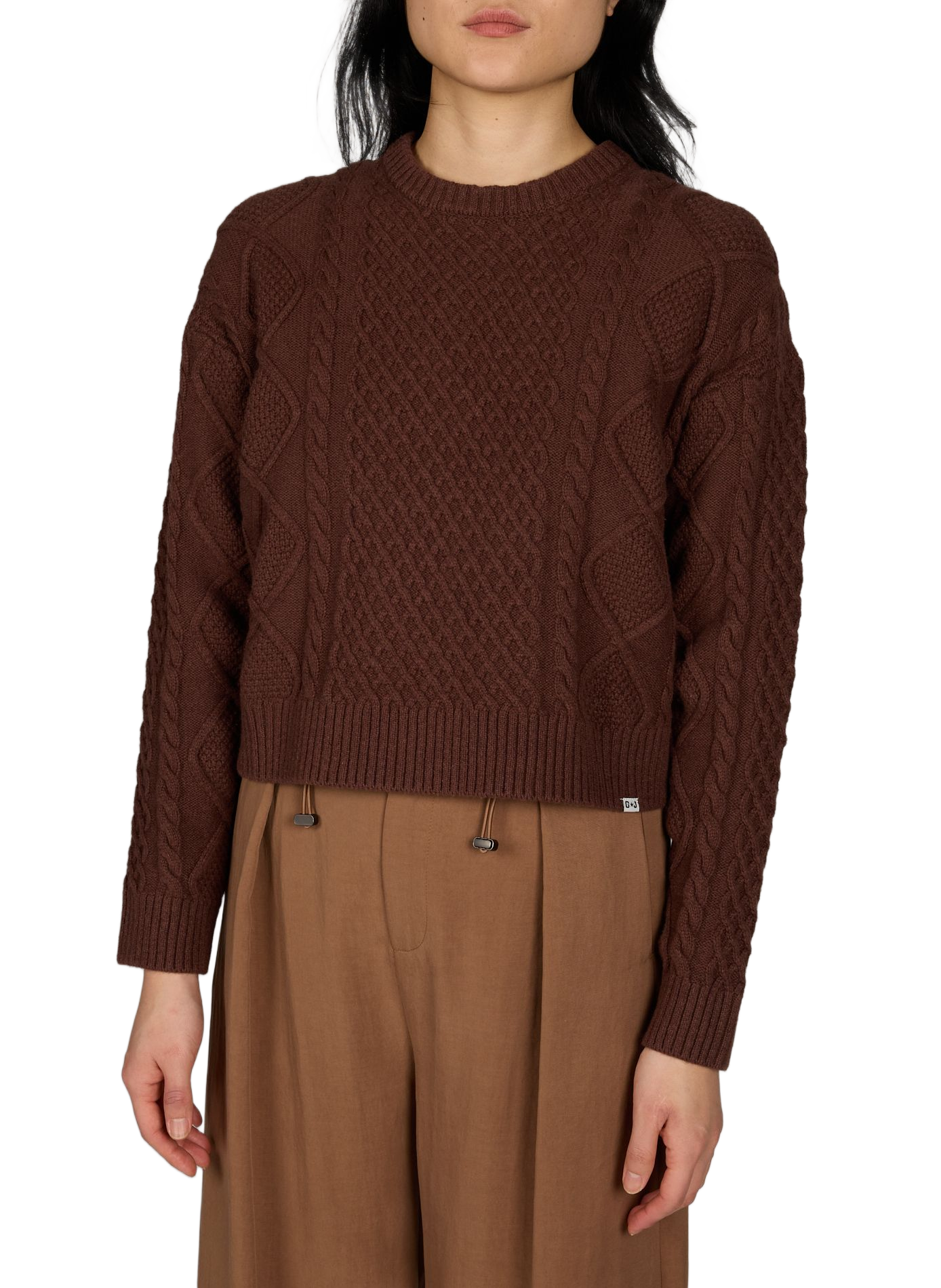 Straight fit cotton blend sweater GUESS Brown