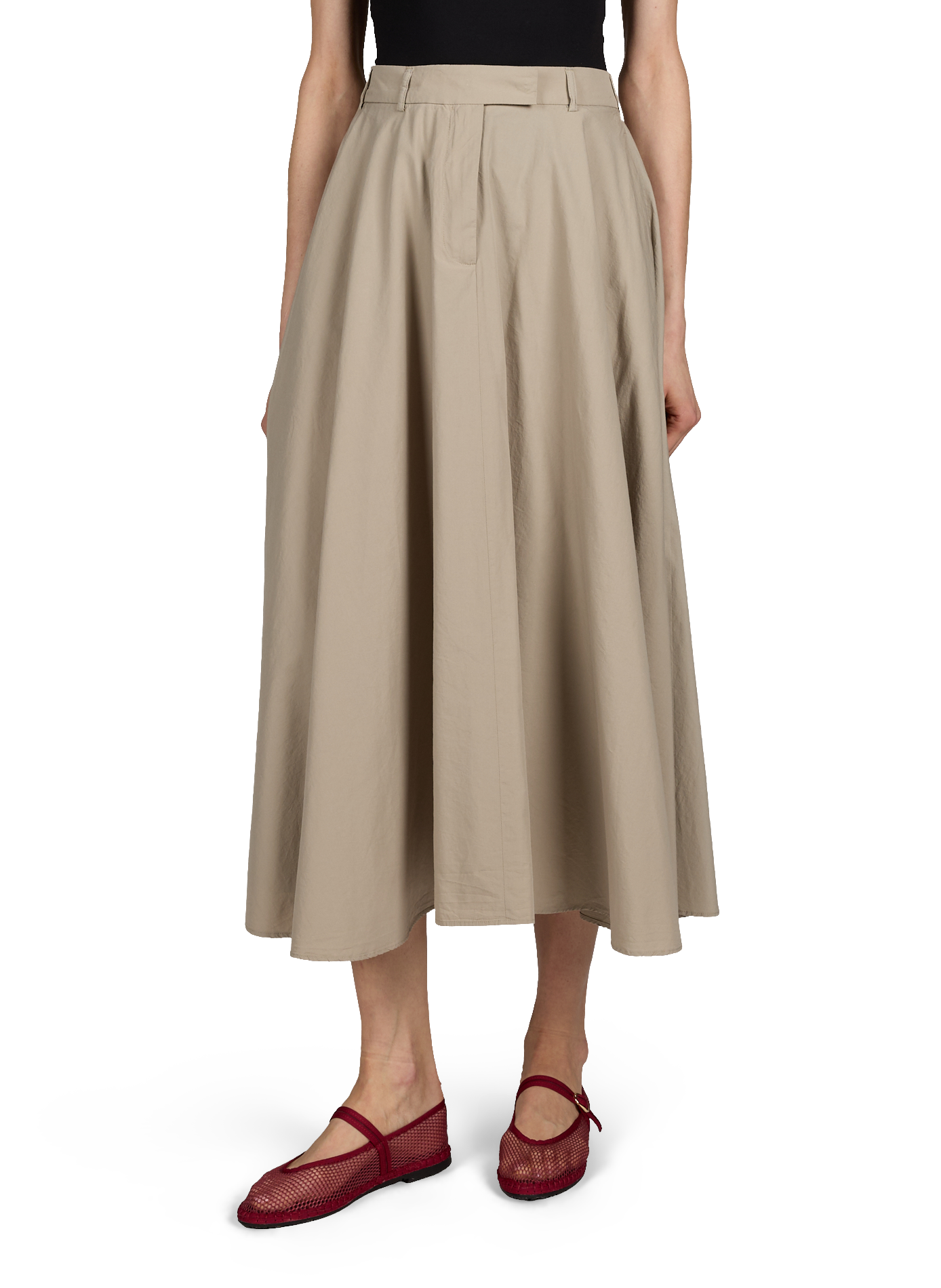 Jupe évasée Bertille en coton OFFICINE GENERALE Beige