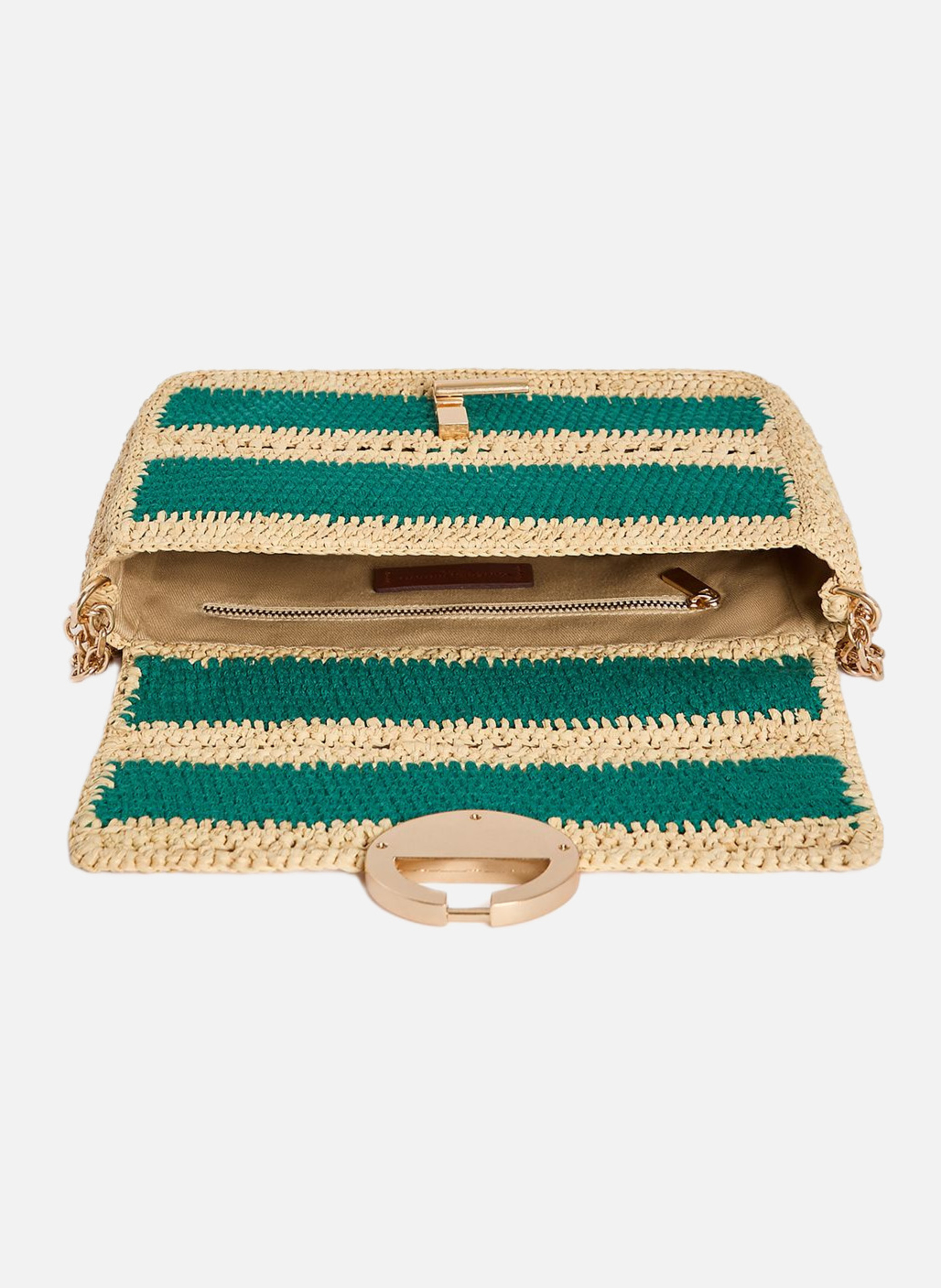 Moyen sac moon en raphia et coton VANESSA BRUNO Vert