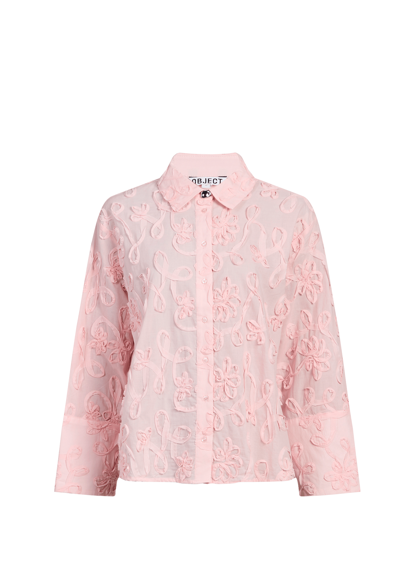 Chemise droite brodée en coton OBJECT Rose
