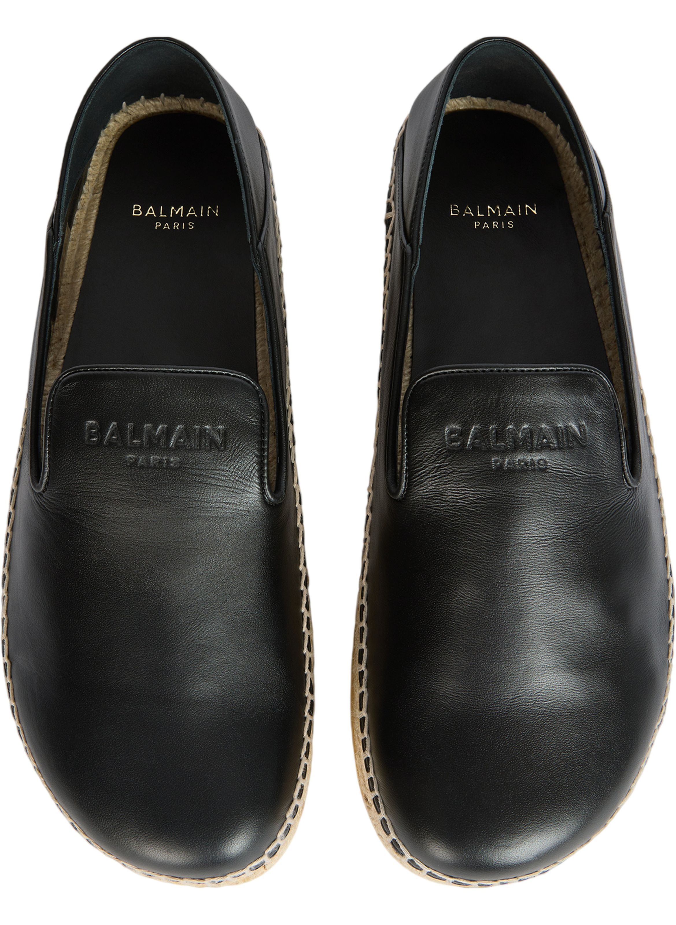 Espadrilles en cuir lisse BALMAIN Noir