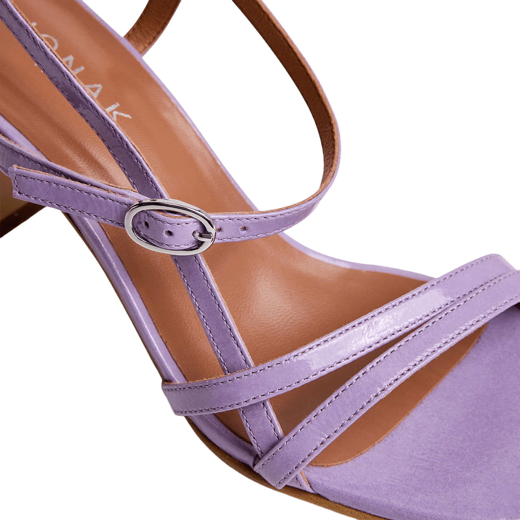 Sandales à talons et brides en cuir verni vicomte Violet