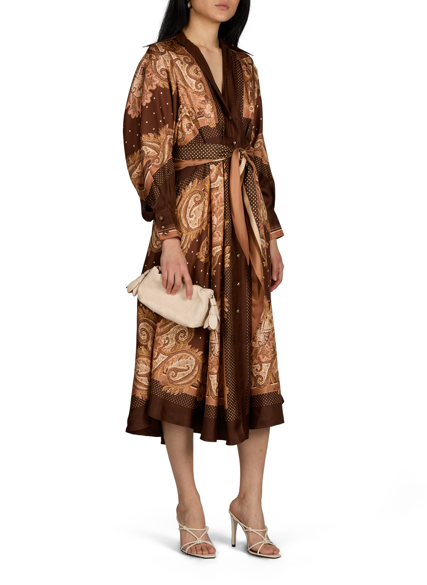Silk Luna shirt dress ZIMMERMANN Brown