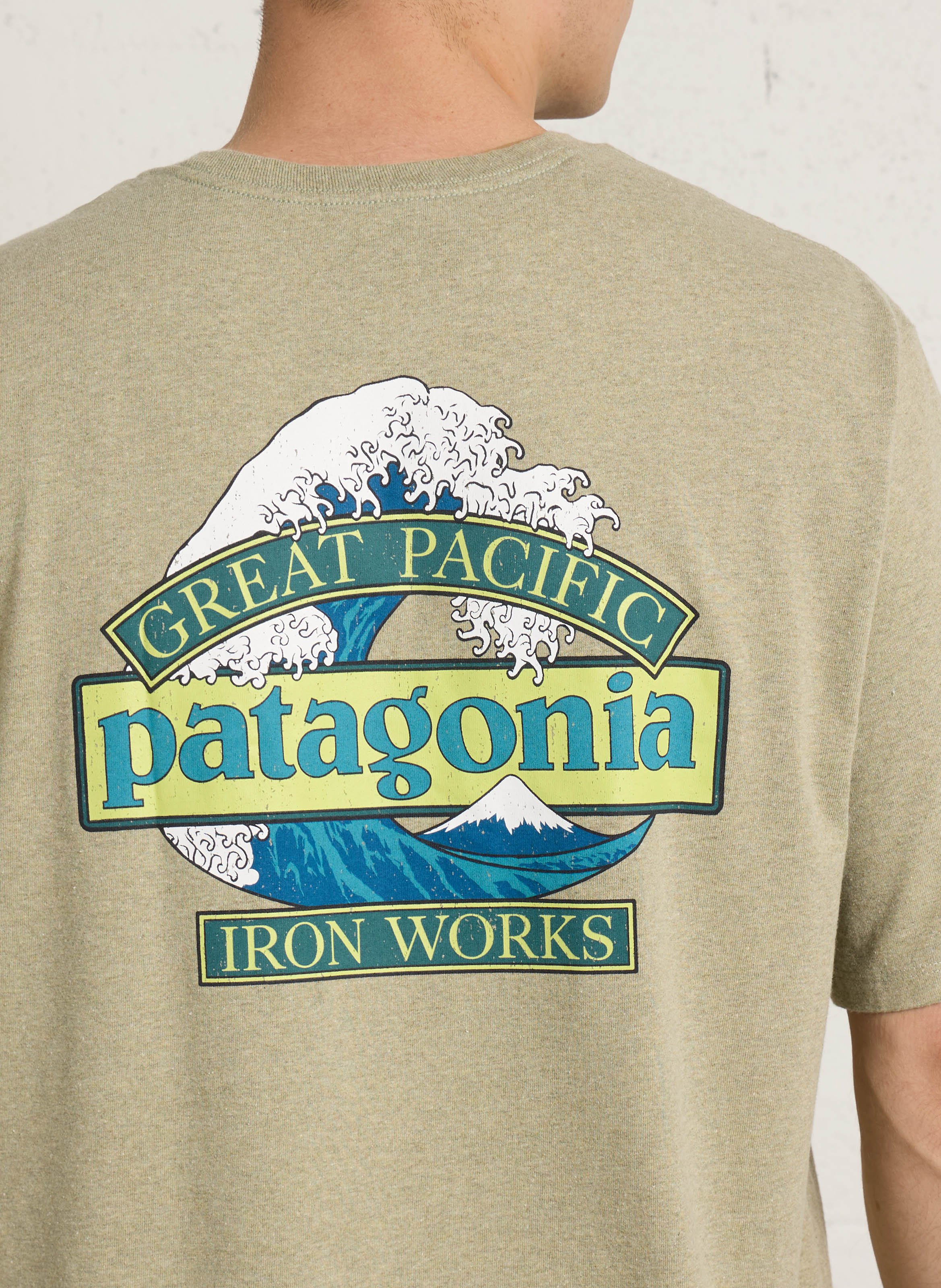Straight round-neck t-shirt in blended recycled cotton PATAGONIA Beige