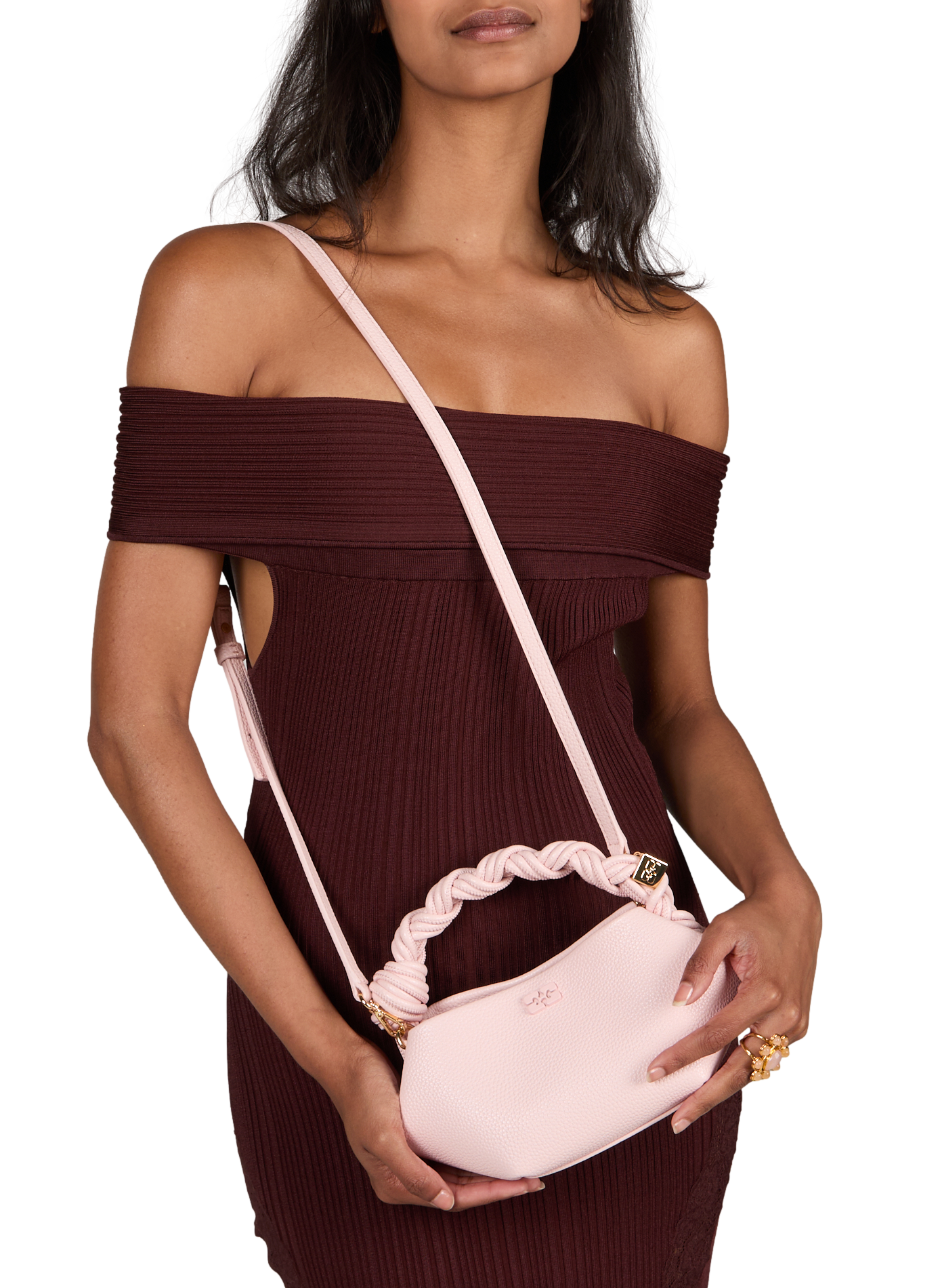 Sac à main Bou Mini à texture grainée GANNI Rose