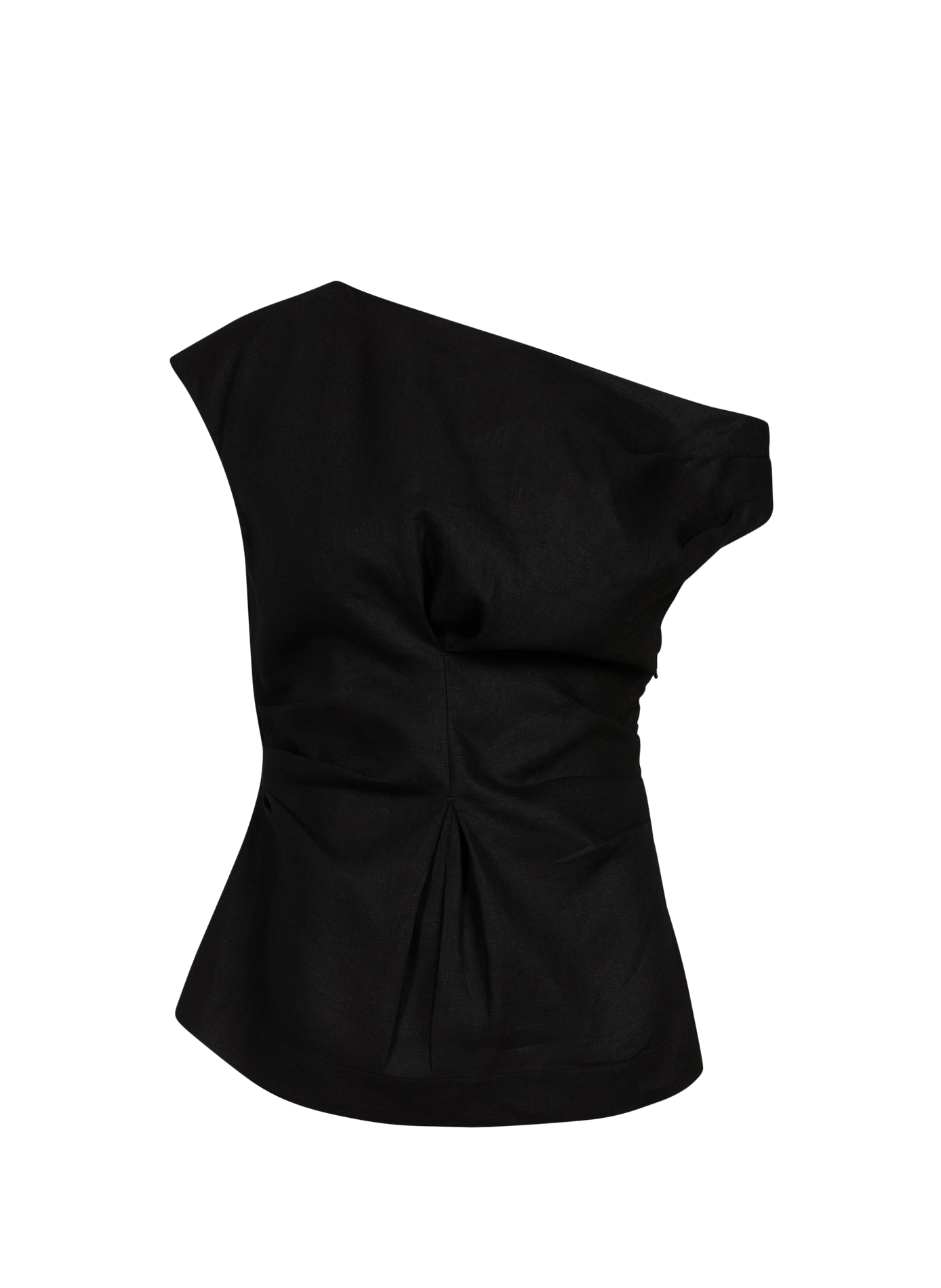 Top plissettato senza maniche in misto lino TOPSHOP Nero
