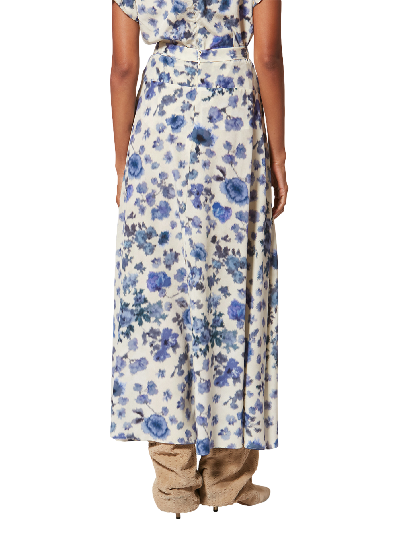 Langer Seidenrock mit Stretch, bedruckt. ISABEL MARANT Blau