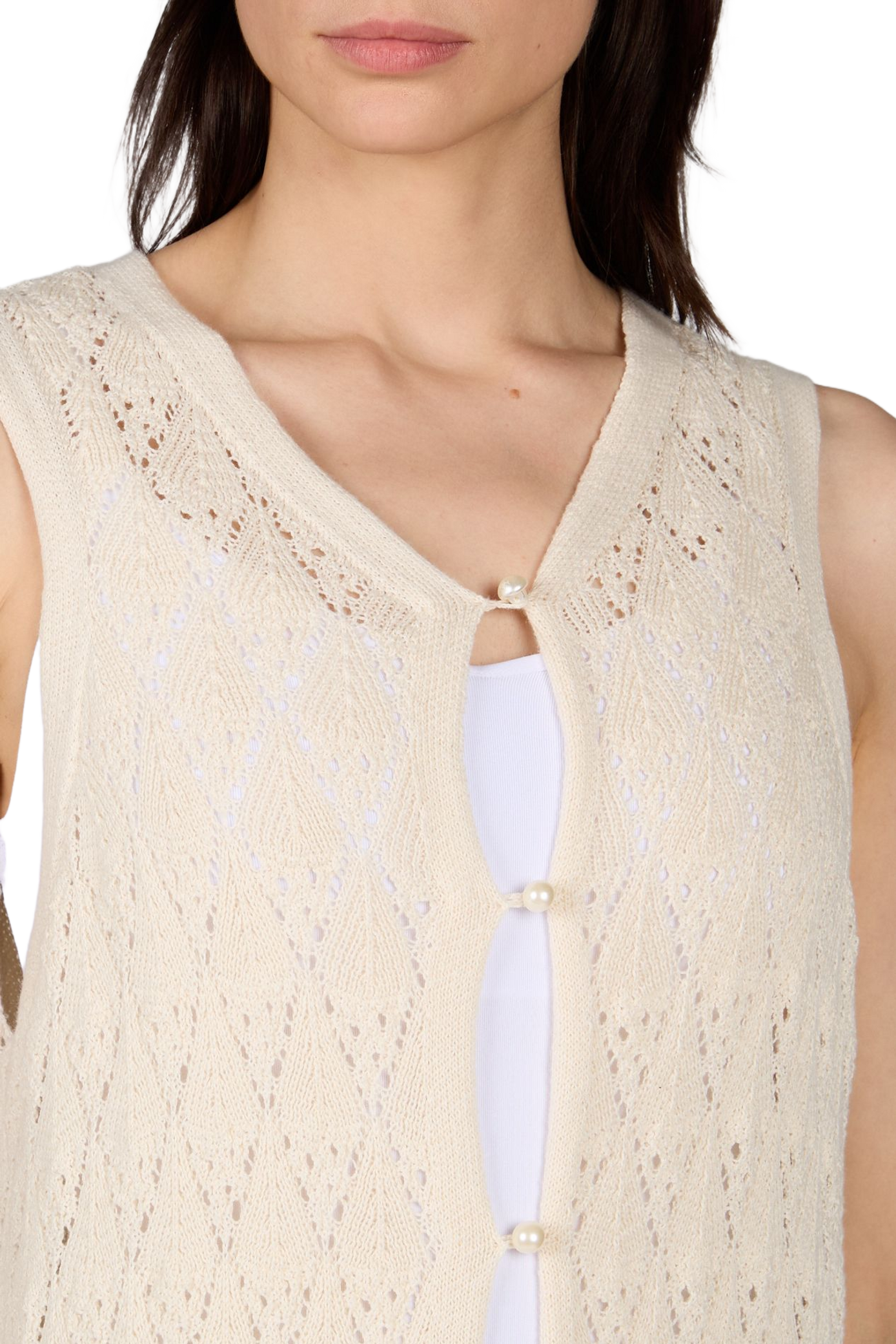 Robe longue en maille en coton mélangé OBJECT Beige
