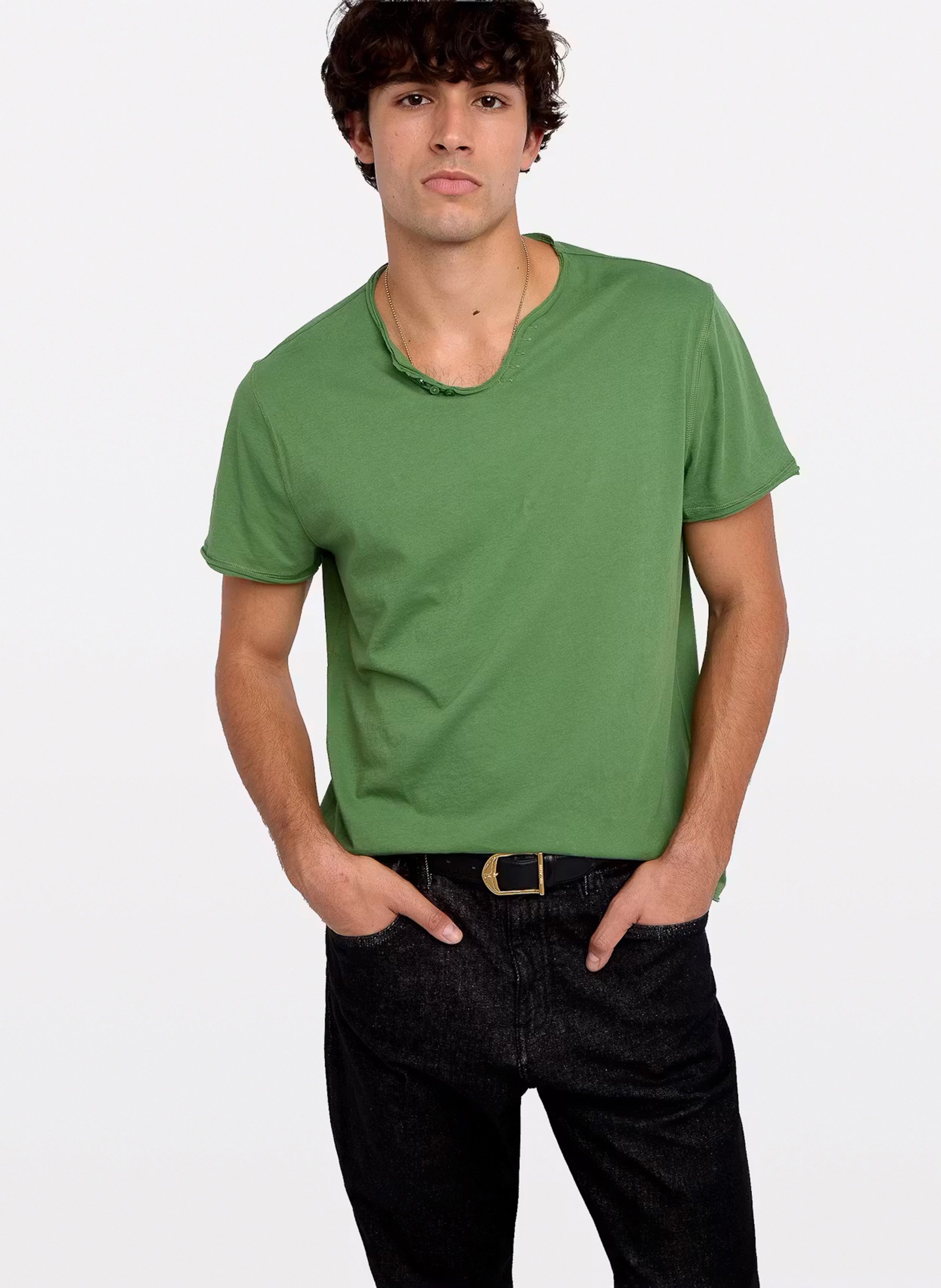 Tee-shirt col tunisien en coton monastir ZADIG&VOLTAIRE Vert