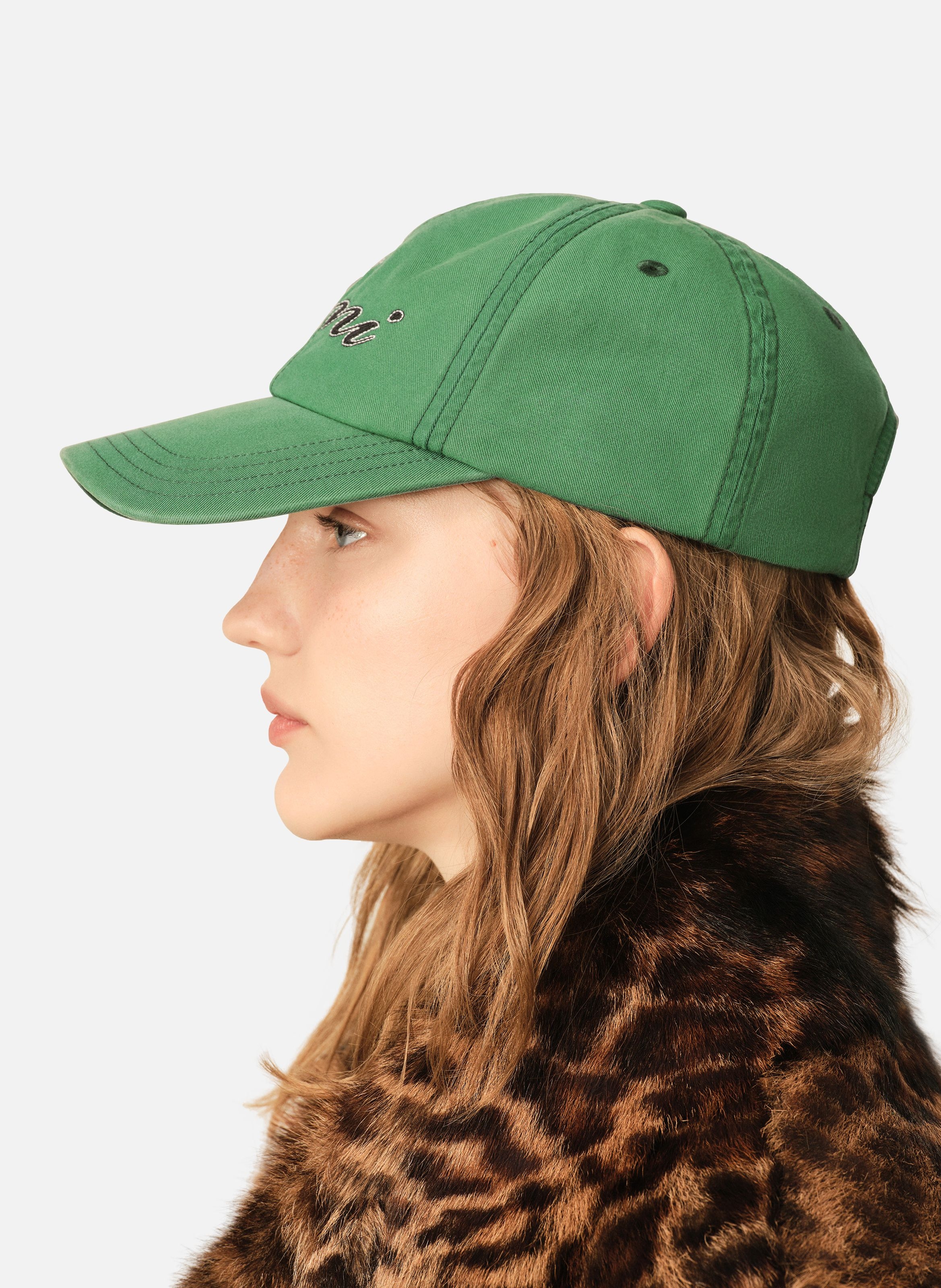 Casquette unisexe en coton broderie ami paris AMI PARIS Vert