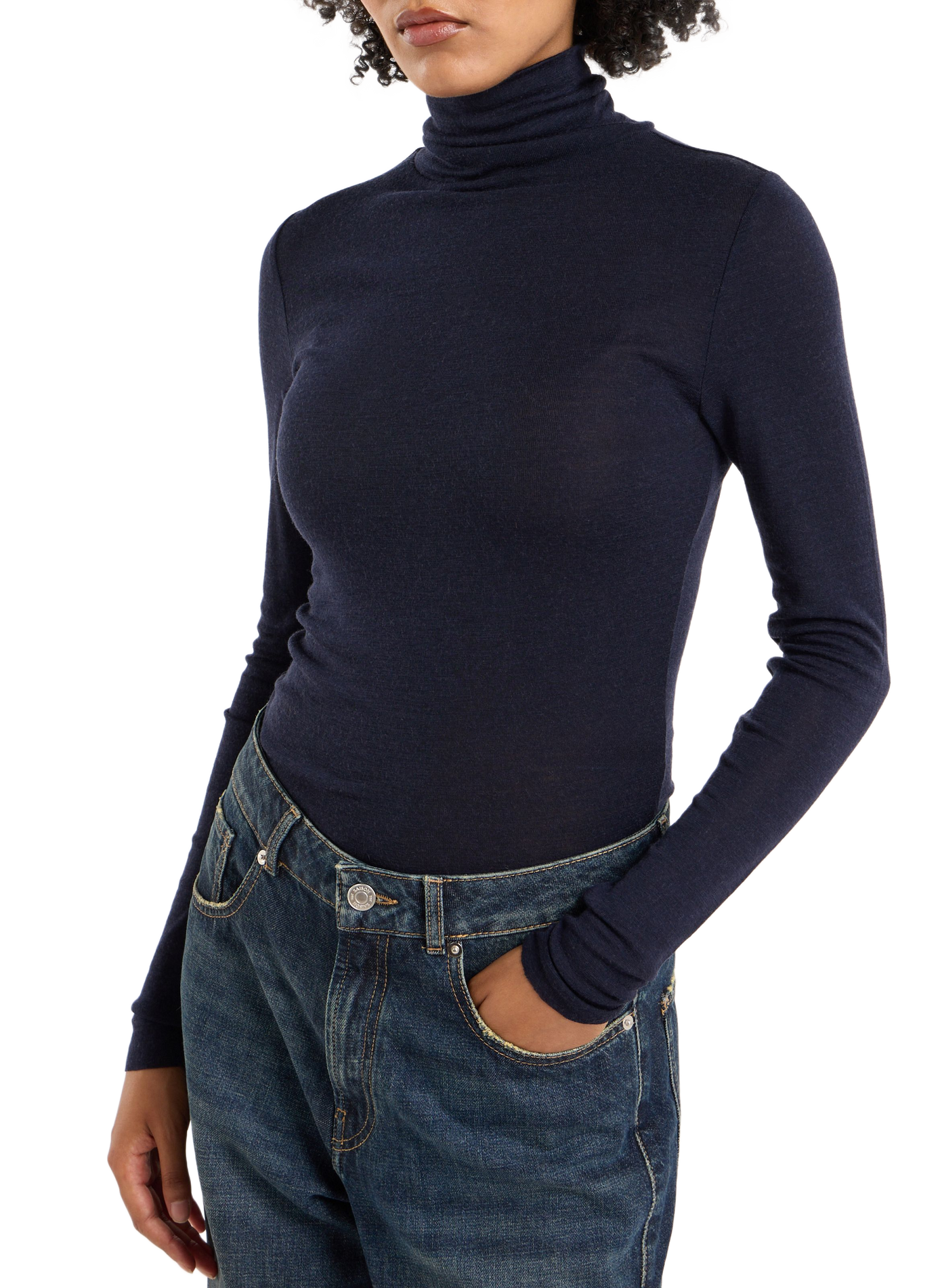 Solid color Bucli wool turtleneck sweater SAISON 1865 Blue