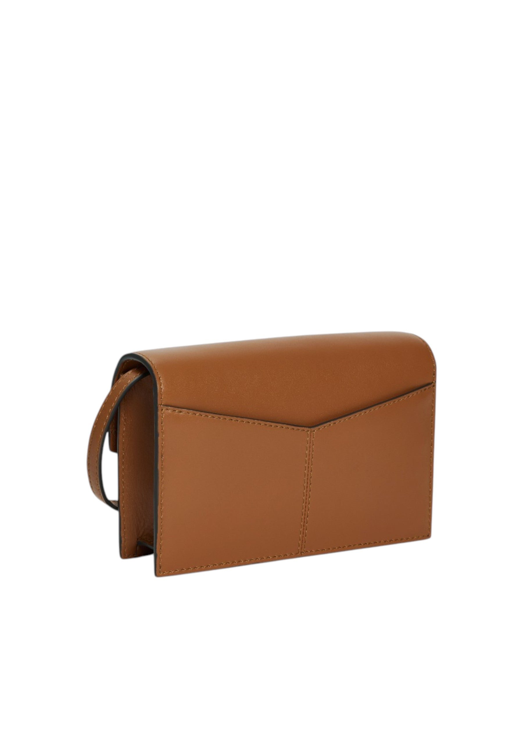 Sac pochette avec bandoulière en cuir lisse LE TANNEUR Marron
