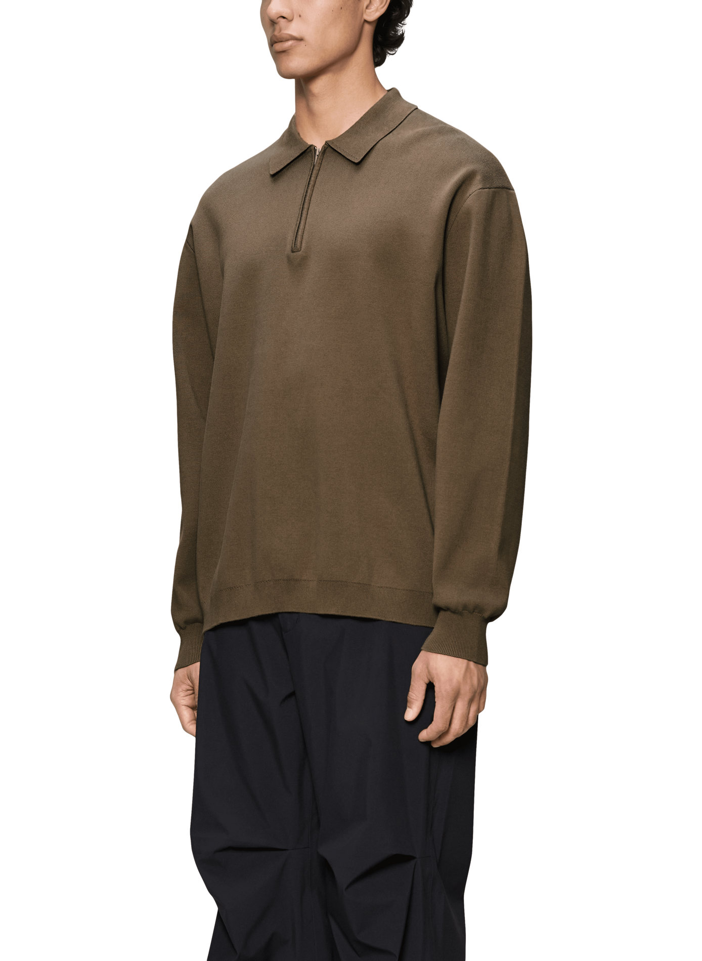 Loose fit cotton polo RAINS Brown