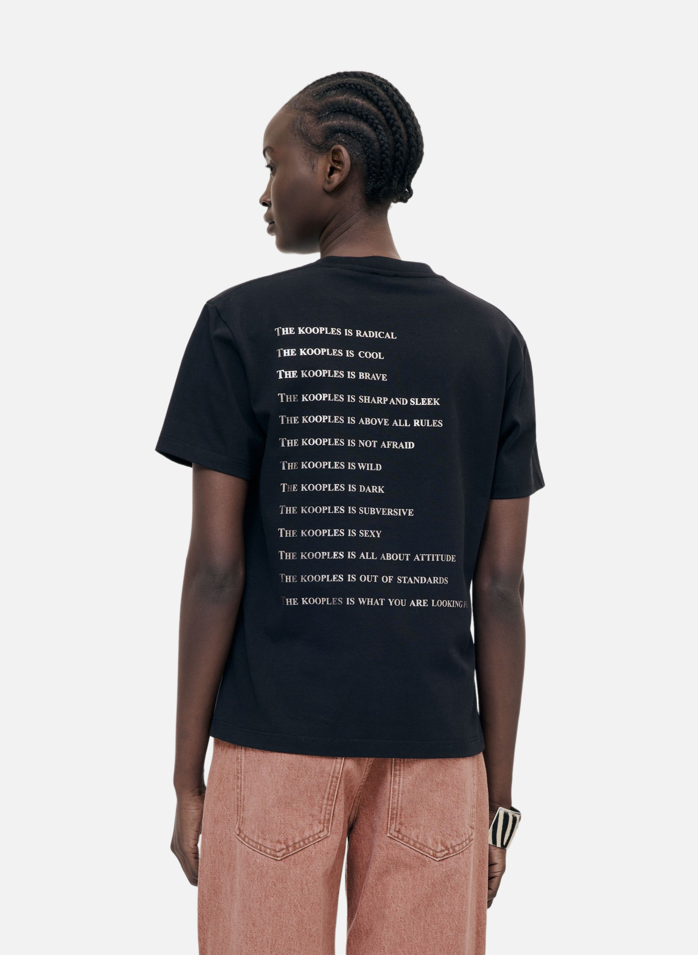 T-shirt en coton what is avec strass THE KOOPLES Noir