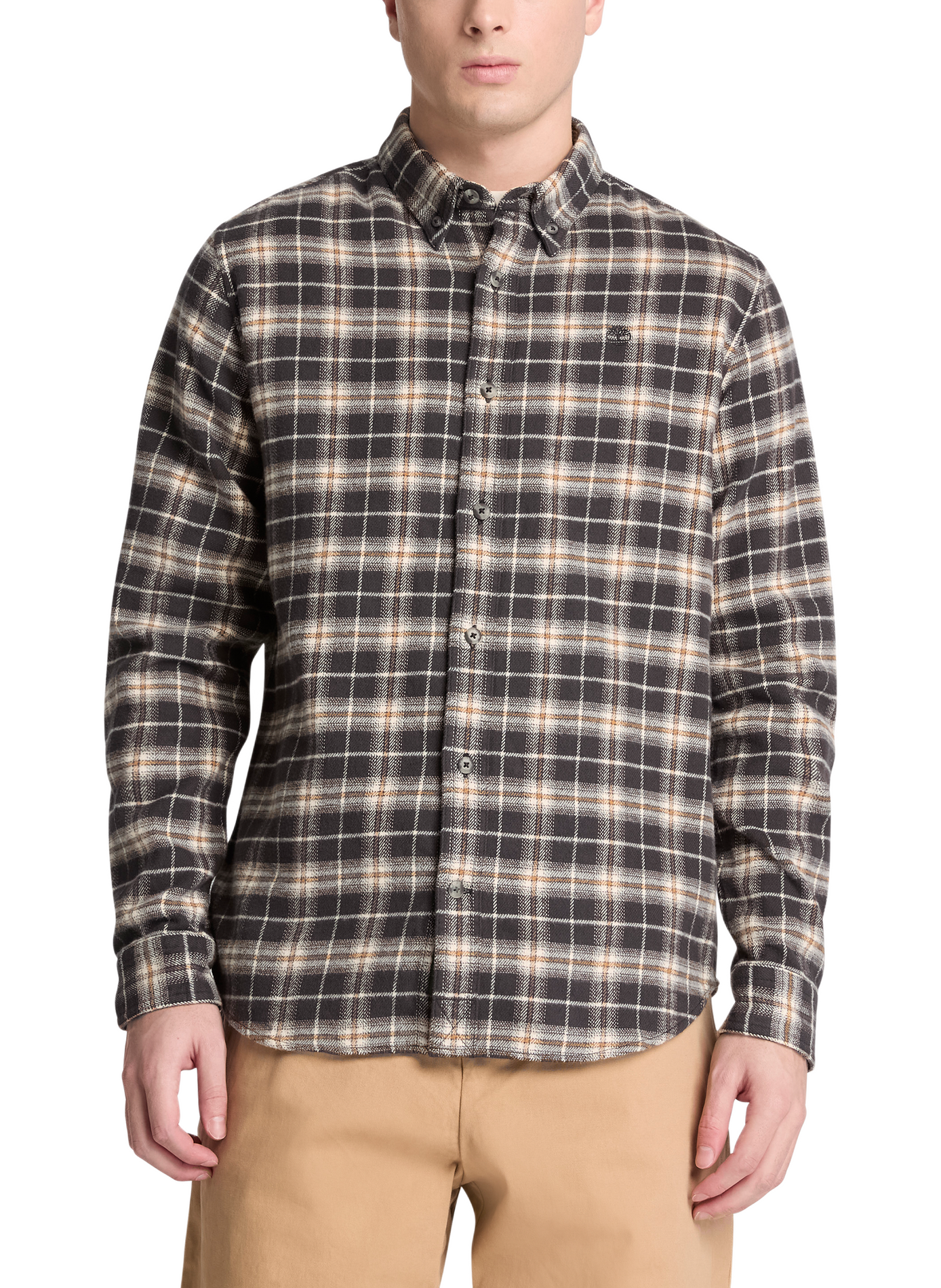Straight cotton check shirt | Black TIMBERLAND Men