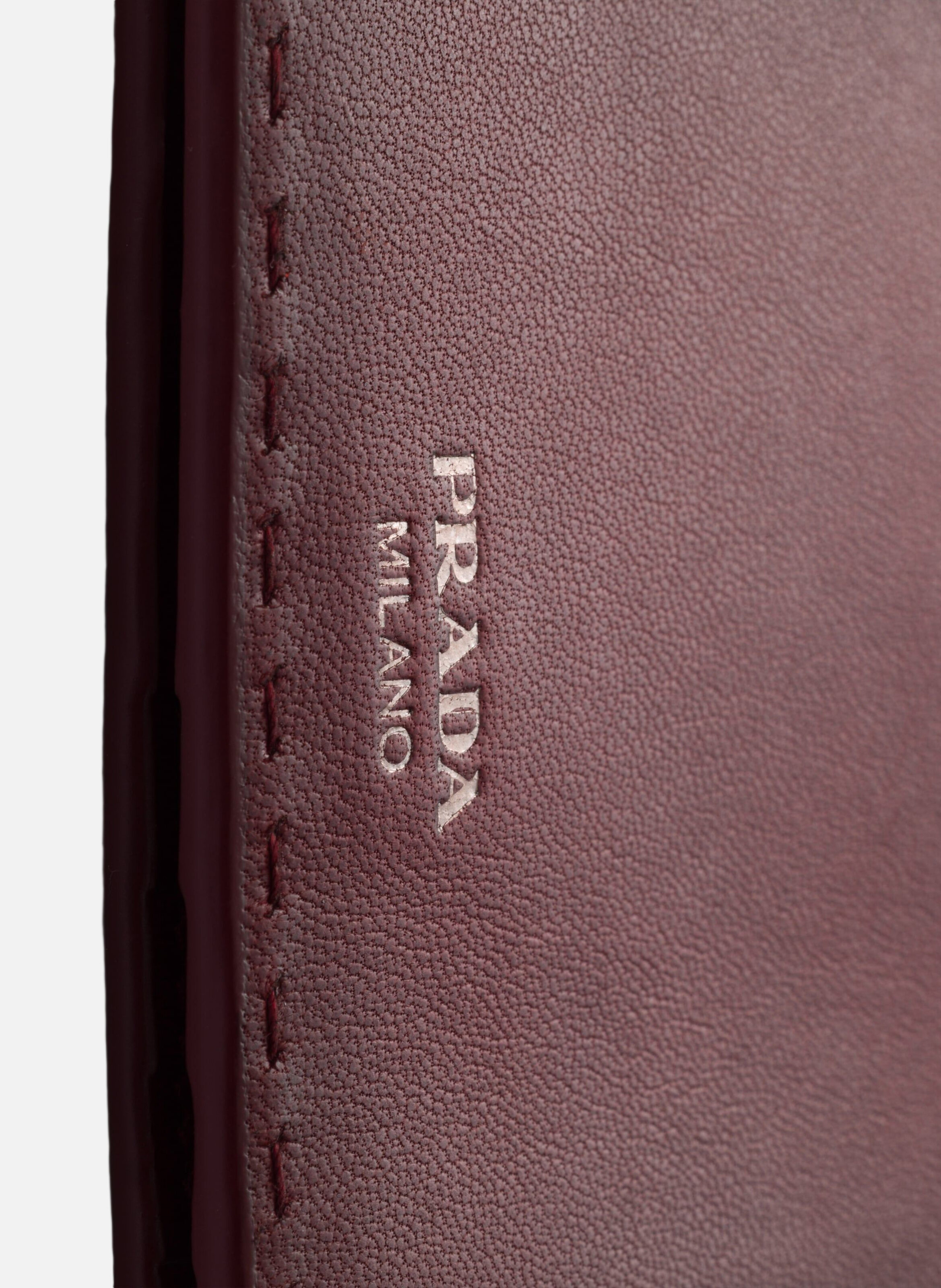 Portefeuille en cuir vieilli PRADA Rouge
