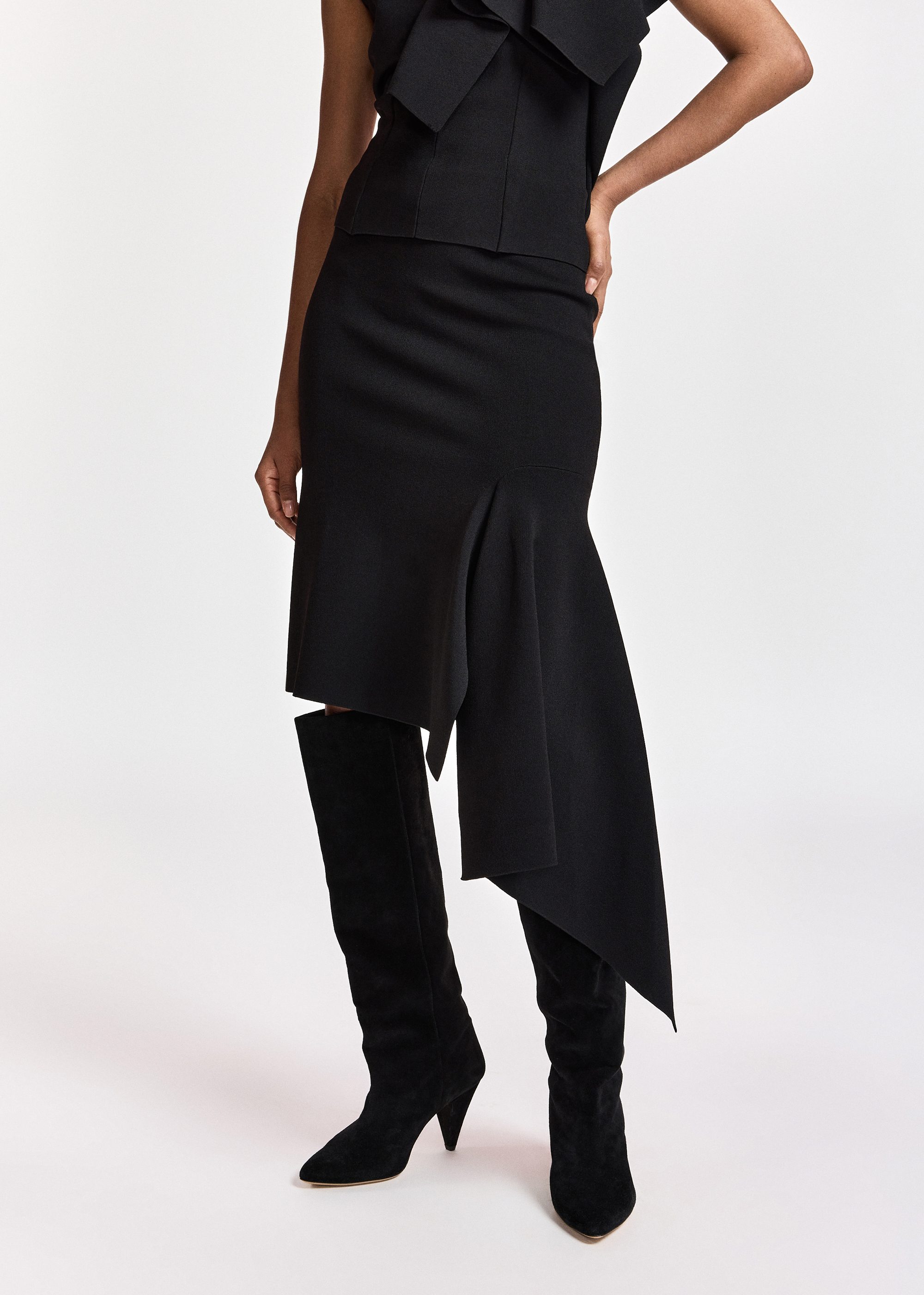Jupe moulante avec drapé asymétrique kap ESSENTIEL ANTWERP Noir