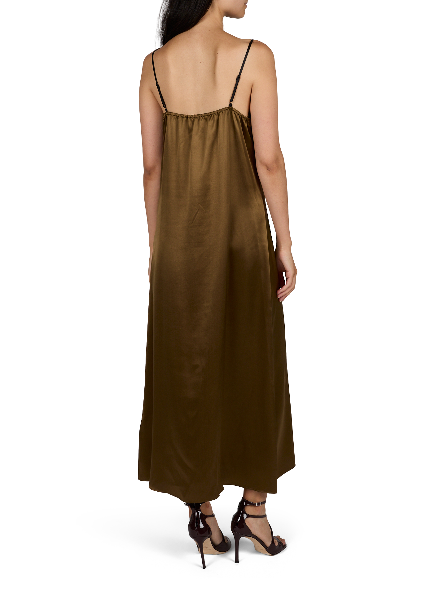Langes Seiden-Nachtkleid CO Braun