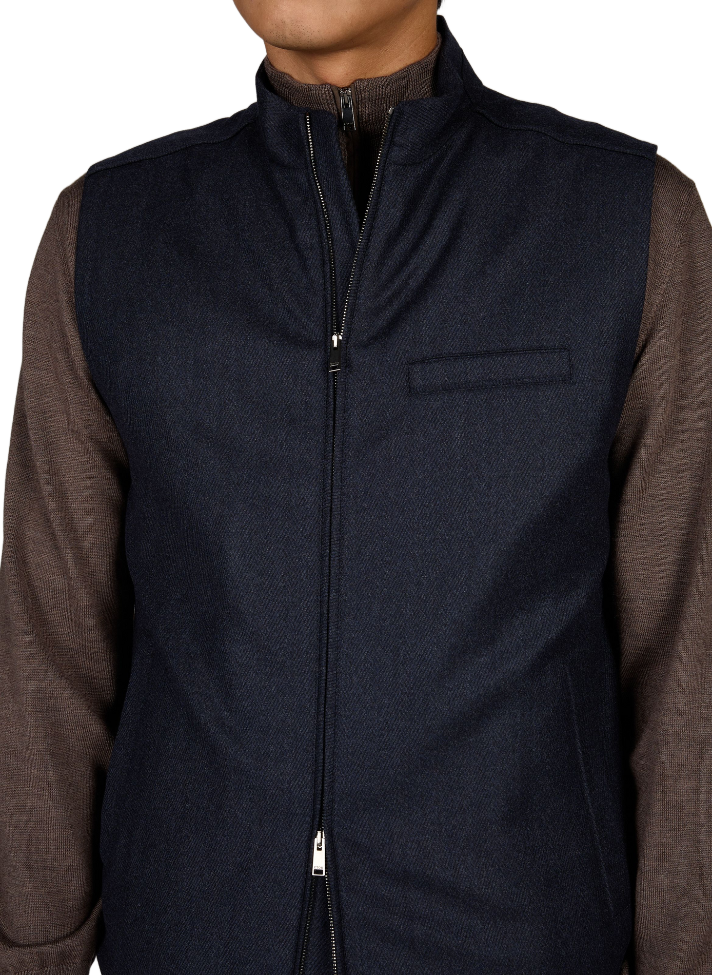 Gerade geschnittene ärmellose Wolljacke ETON Blau
