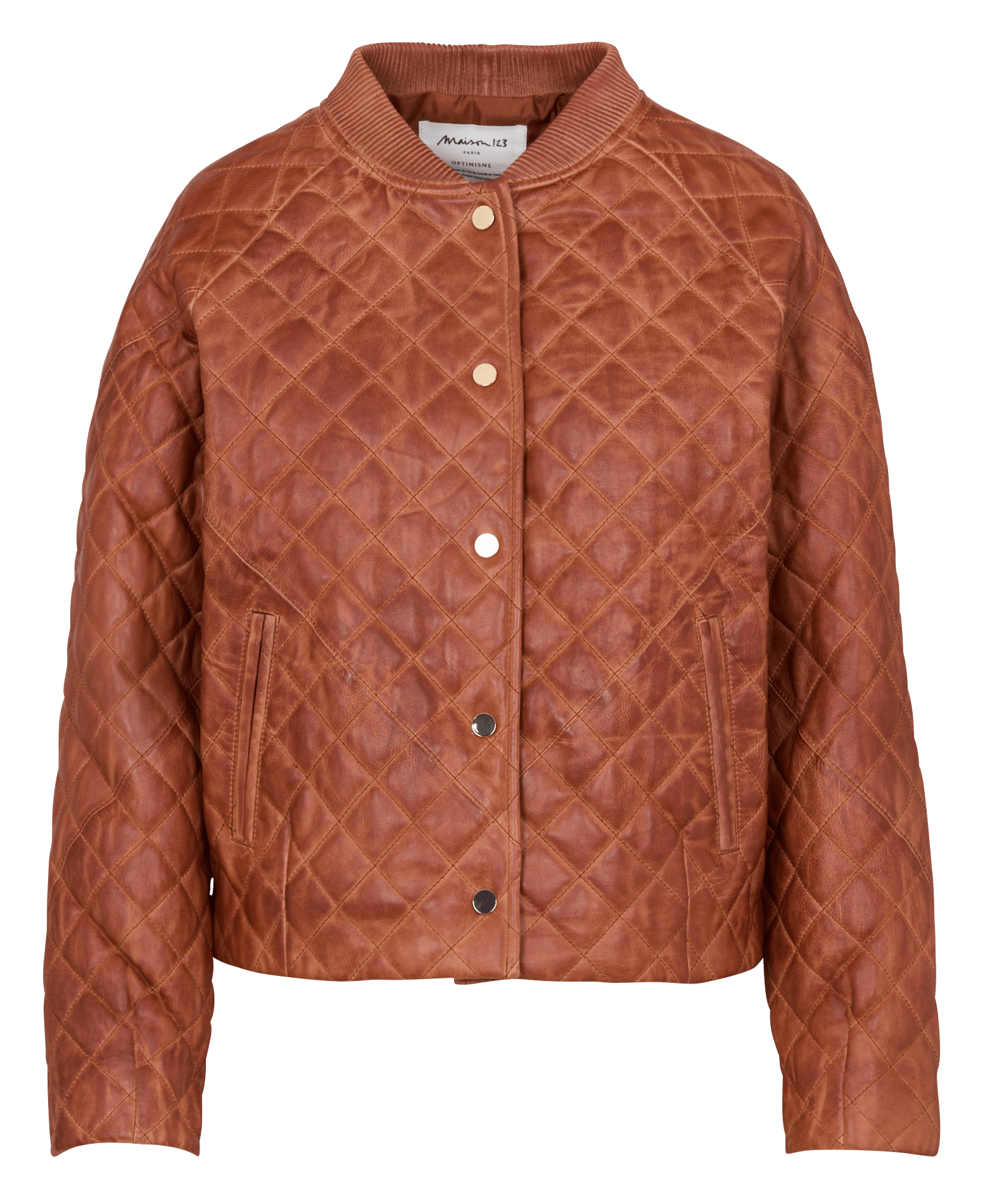 Veste oversize matelassée en cuir betsy MAISON 123 Marron