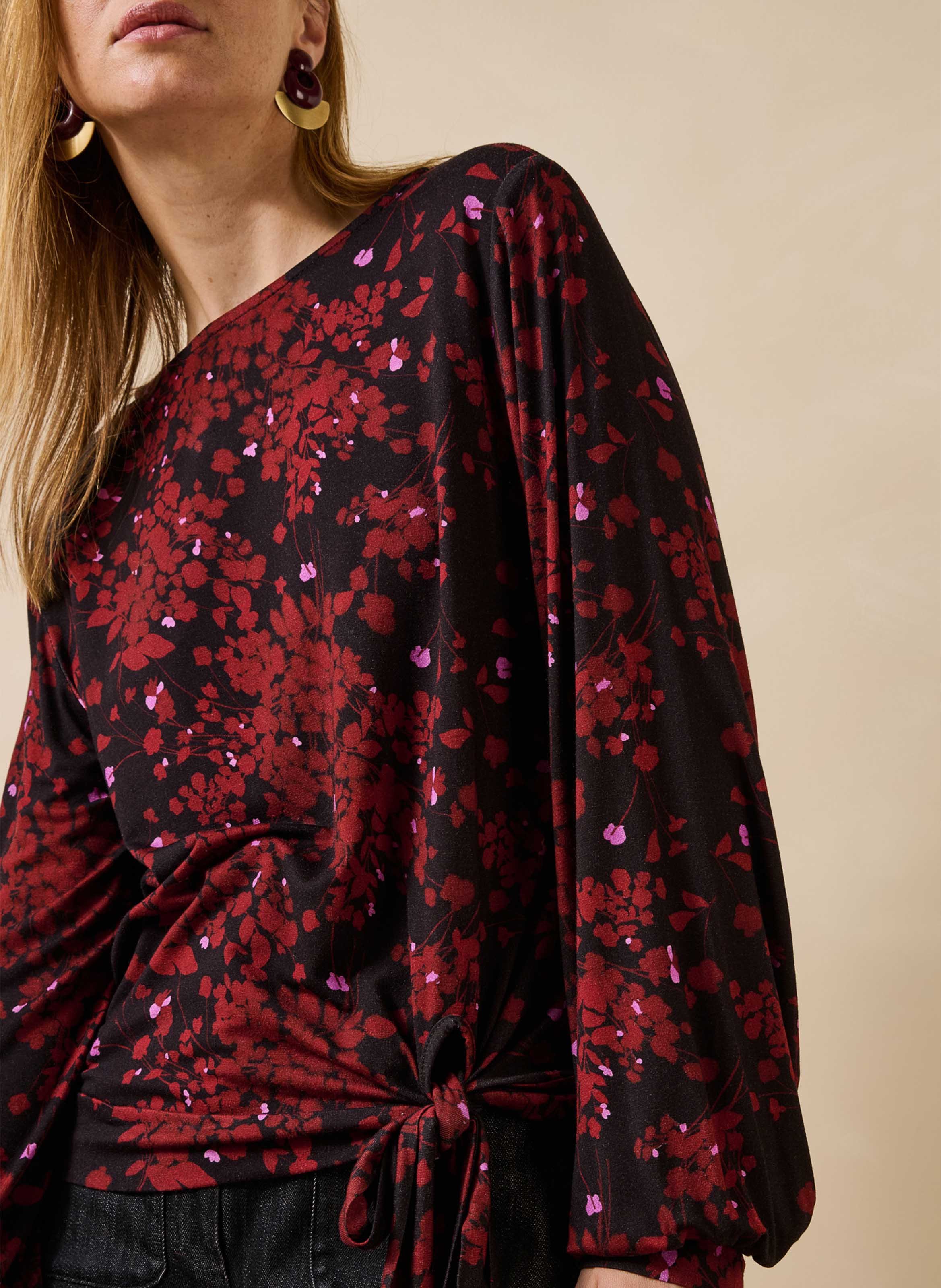 Recht T-shirt met strikprint LA FEE MARABOUTEE Bruin
