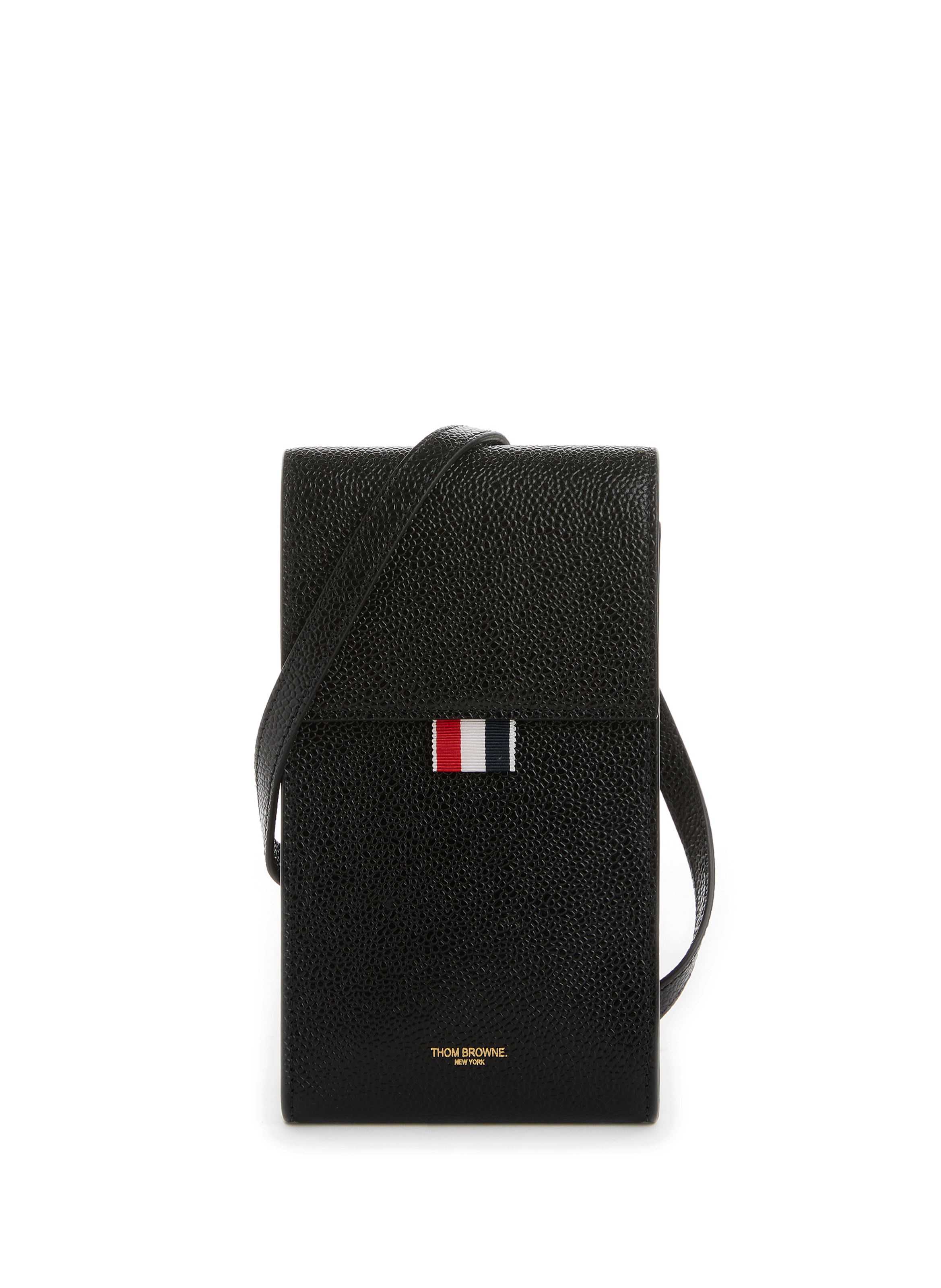THOM BROWNE Leather phone holder Black